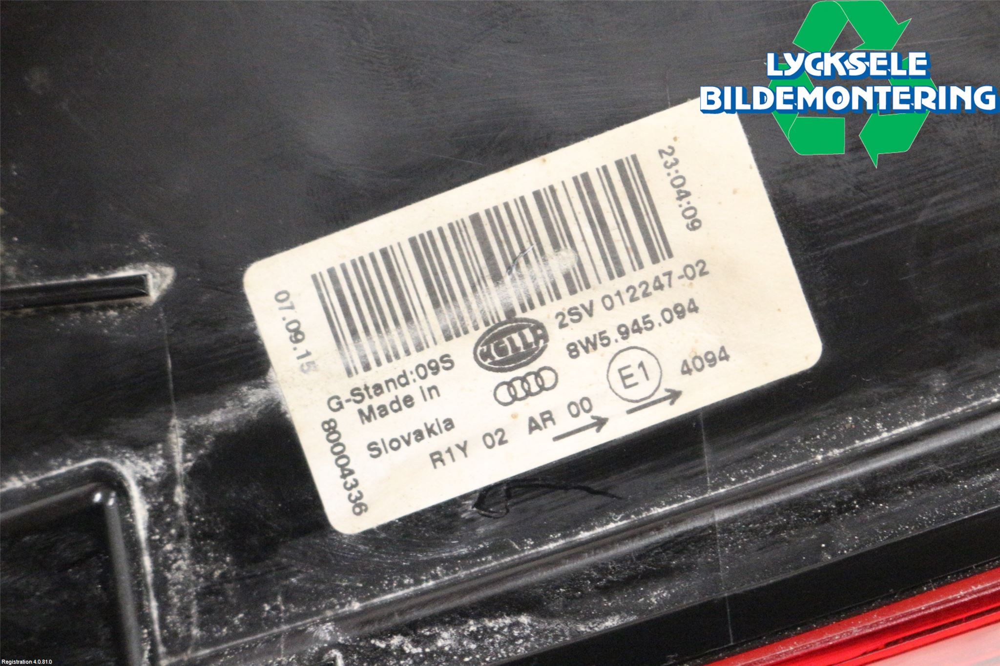 Audi A4/S4 B9 16-19 Bakljus Lucka Hö