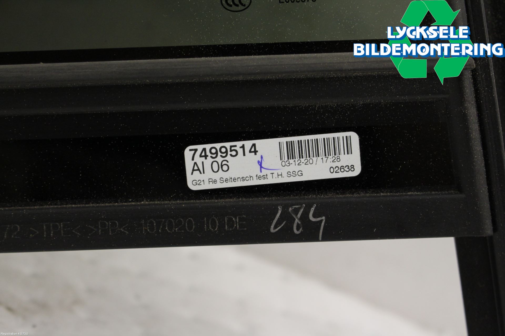 BMW 3 G20/G21/G80/G81 19- Dörruta Bak Lilla Hö