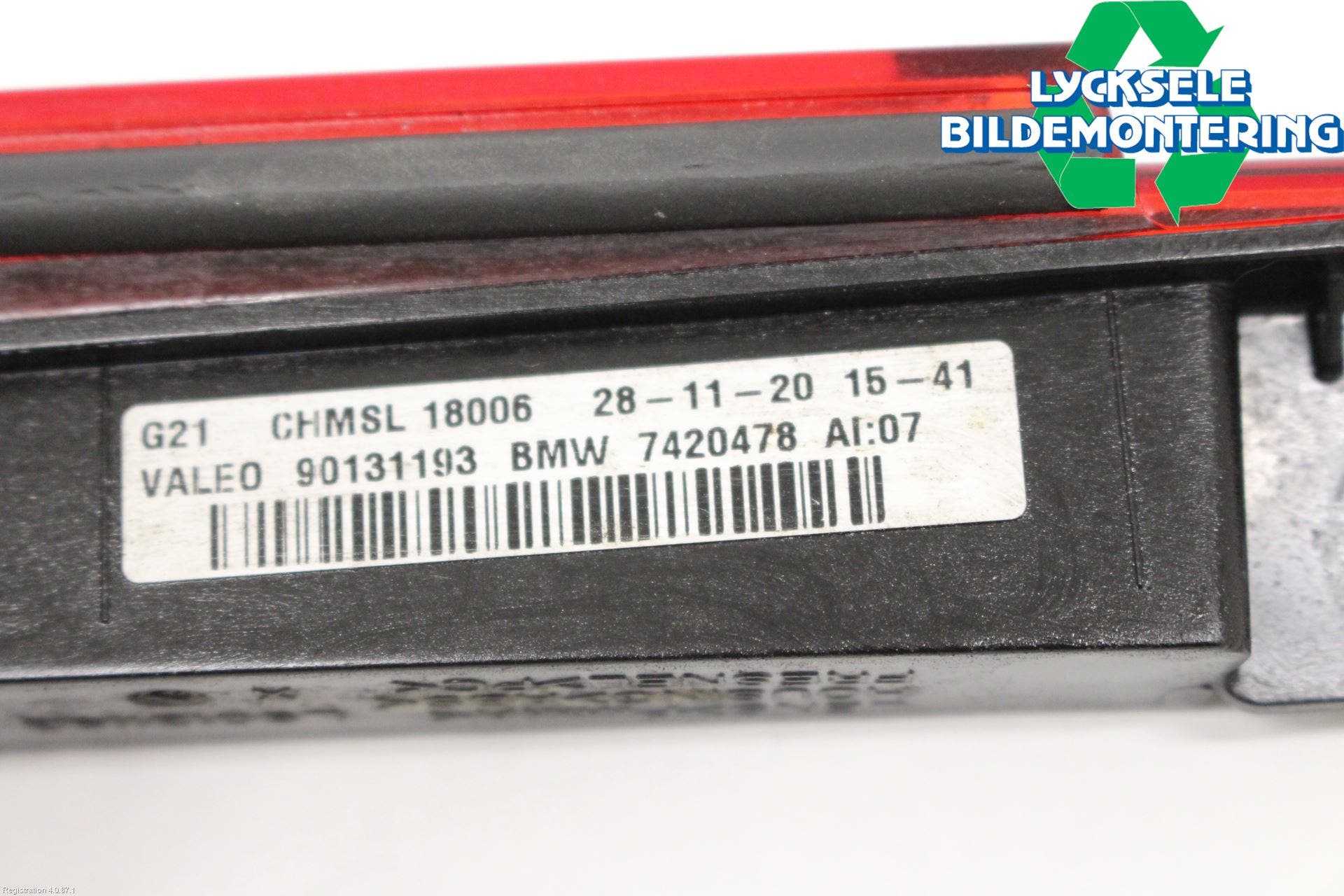 BMW 3 G20/G21/G80/G81 19- Bromsljus Bakruta