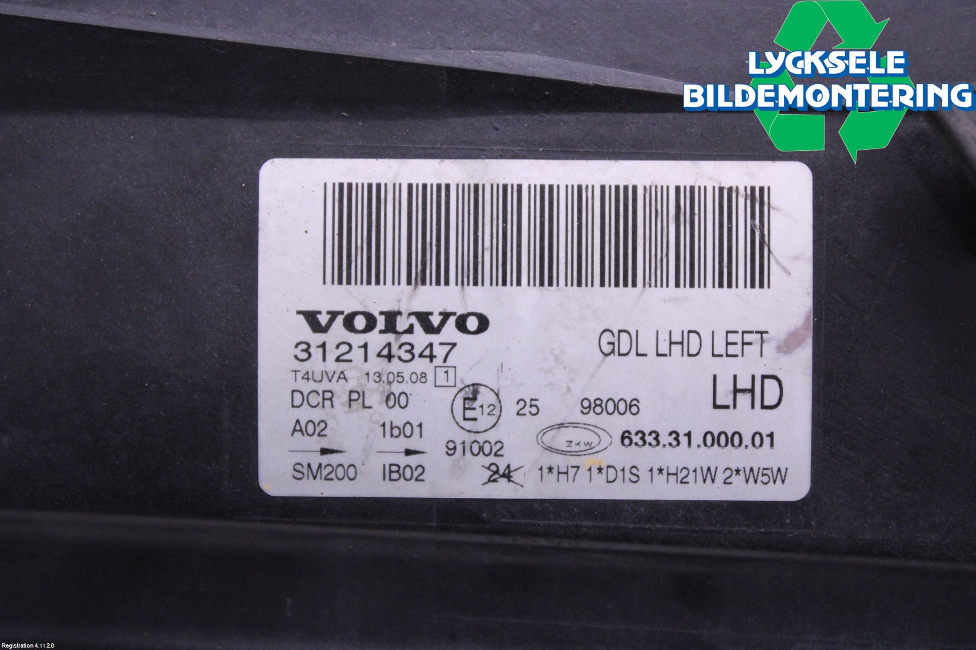 Volvo V70 08-13 Strålkastare Vänster