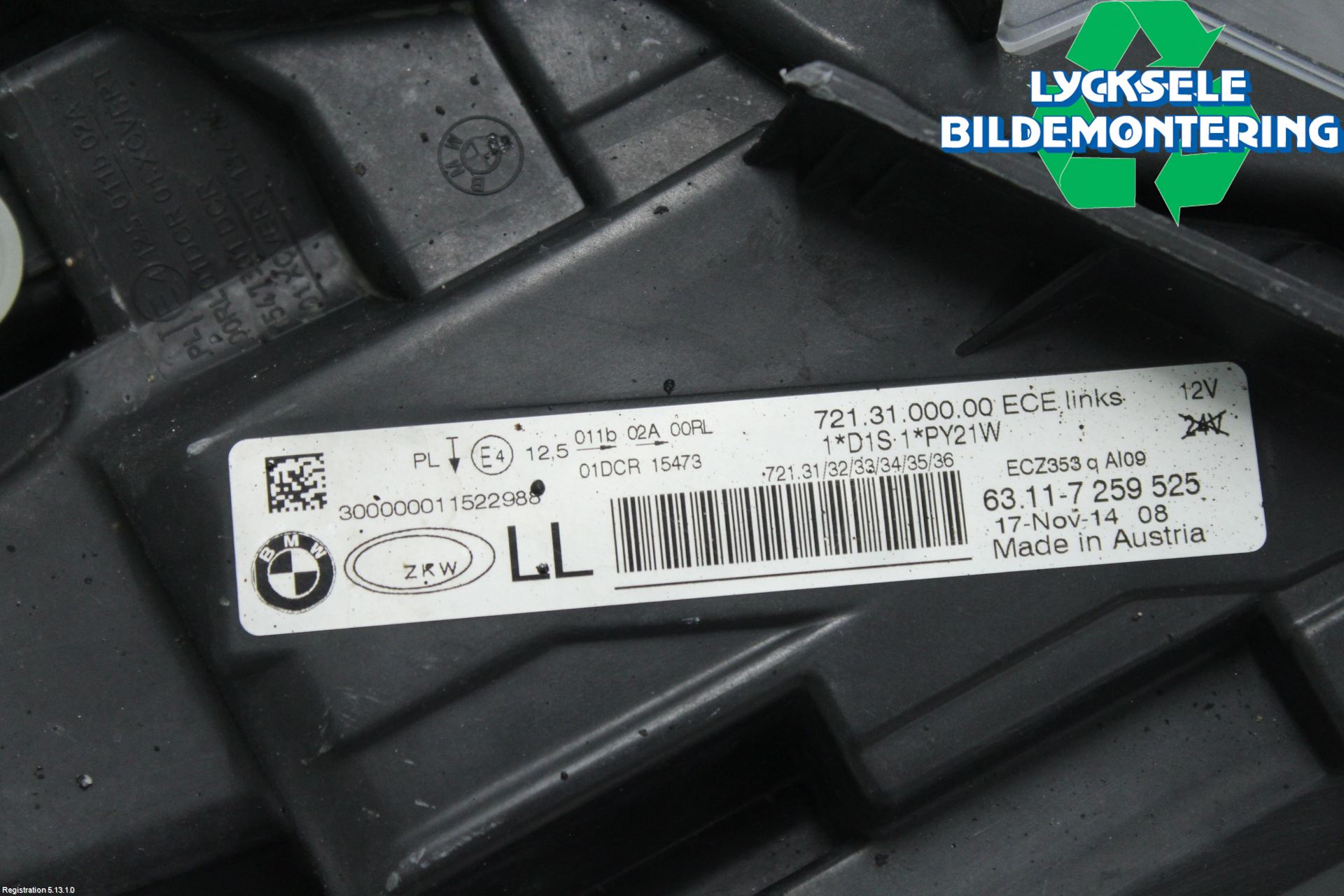 BMW 3 F30/F31/F80 12-19 Strålkastare Vänster