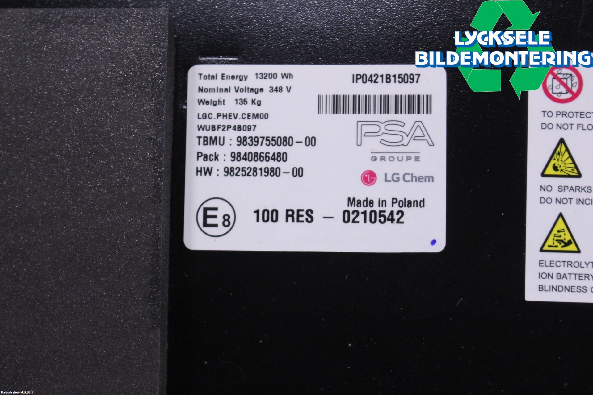 Peugeot 3008 17-24 Batteri Högspänning