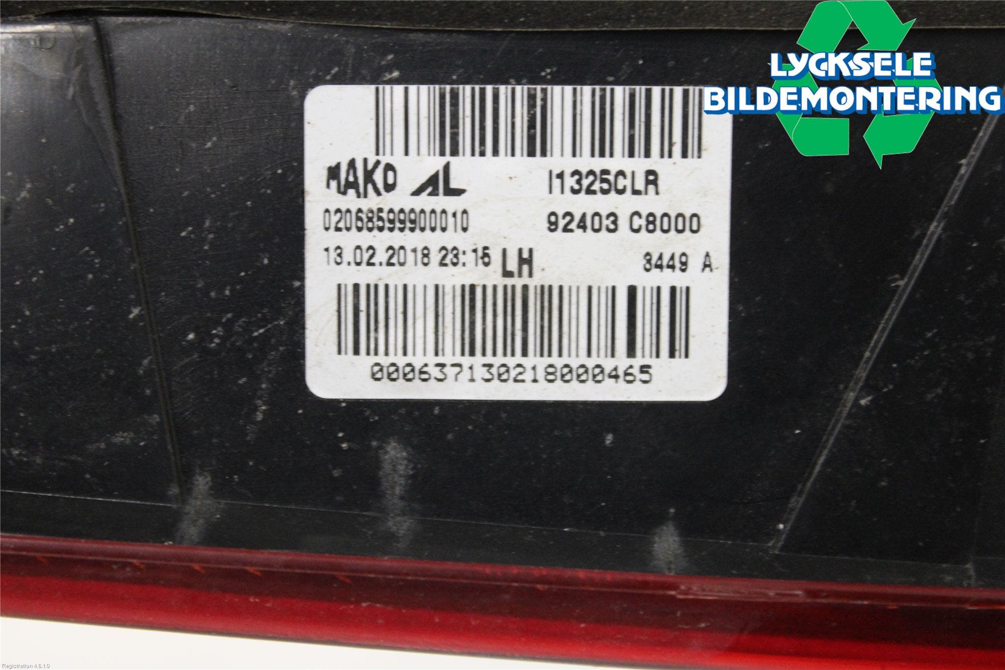 Hyundai i20 GB 15-20 Bakljus Lucka Vä