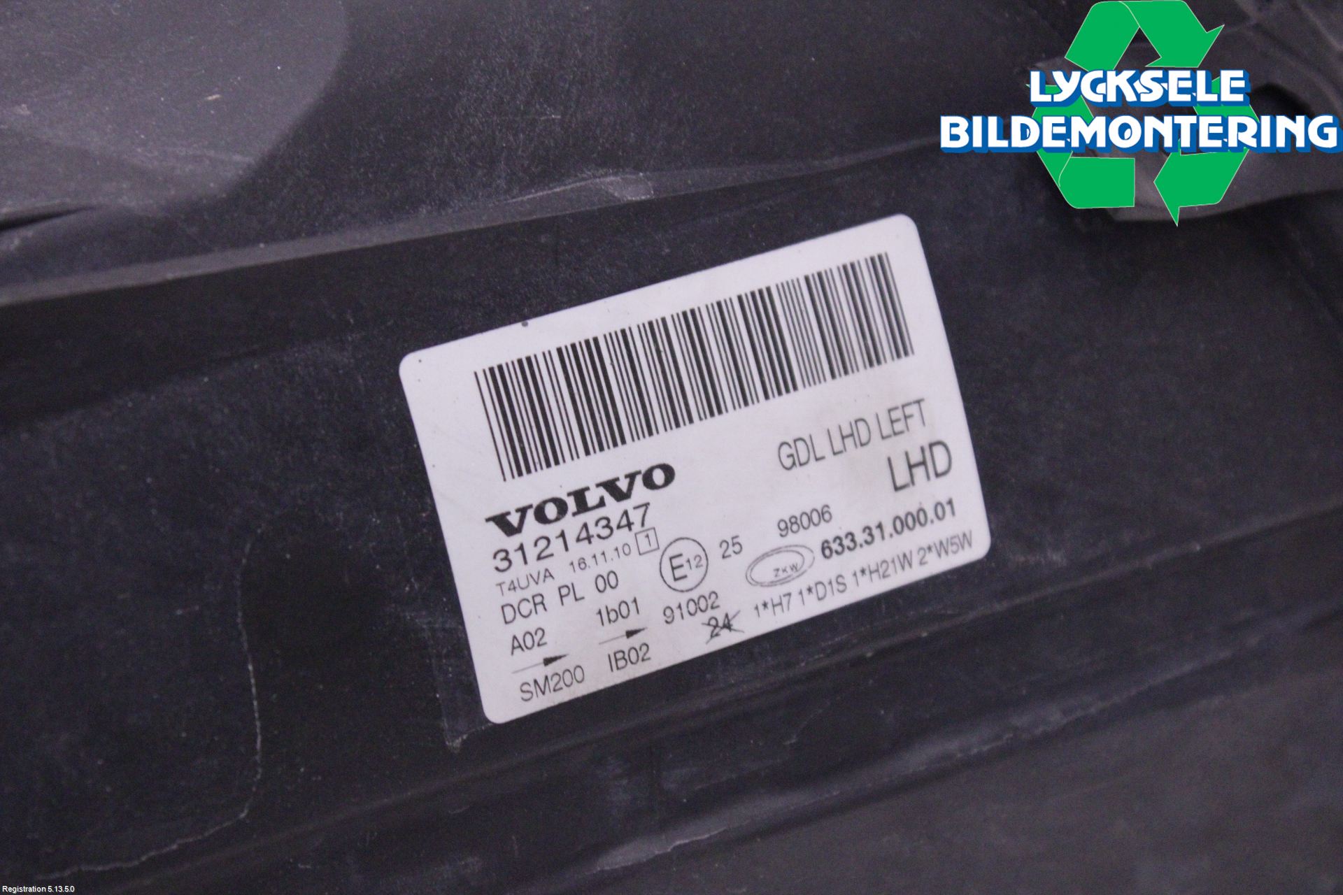 Volvo V70 08-13 Strålkastare Vänster