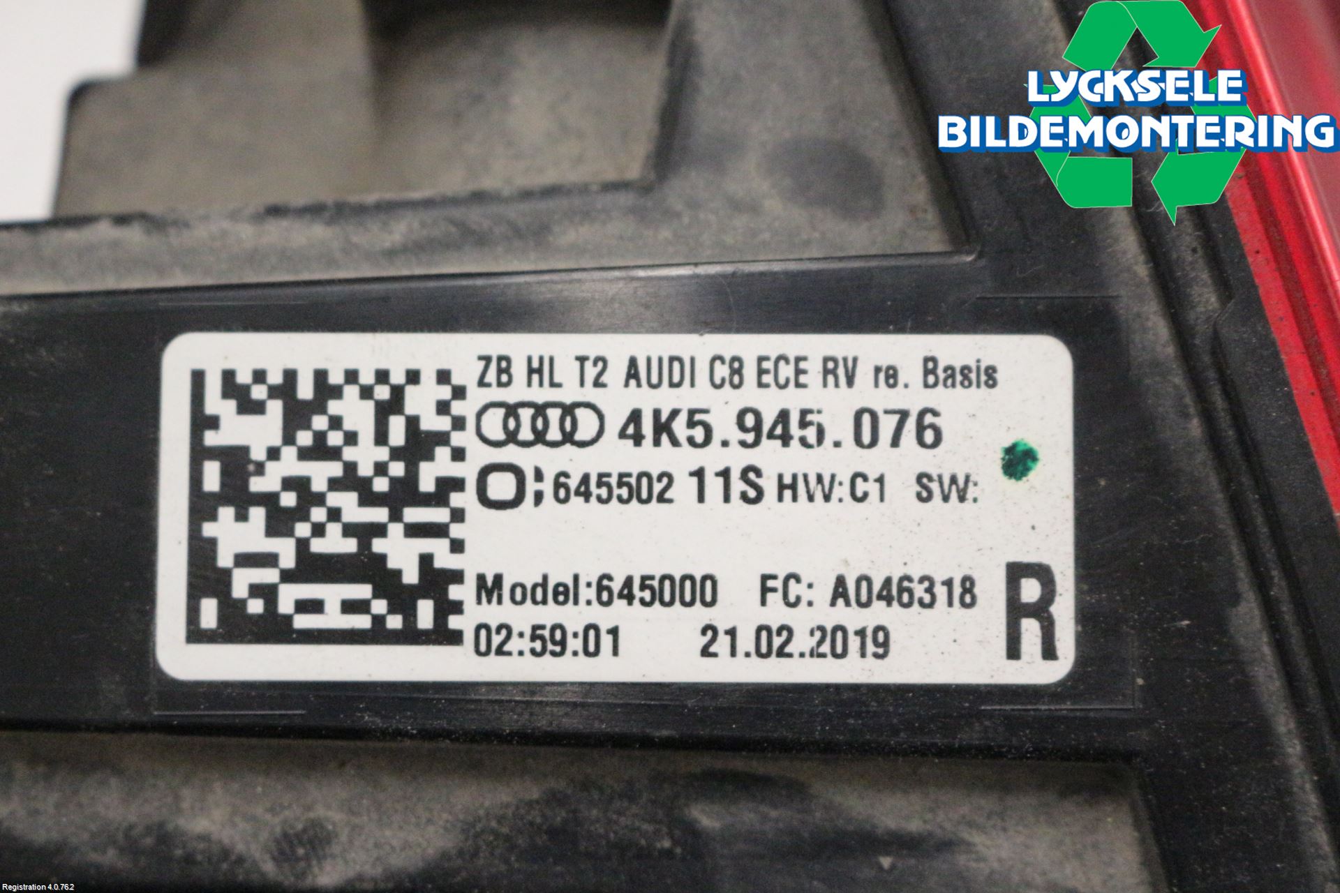 Audi A6 F2/C8 19- Bakljus Lucka Hö