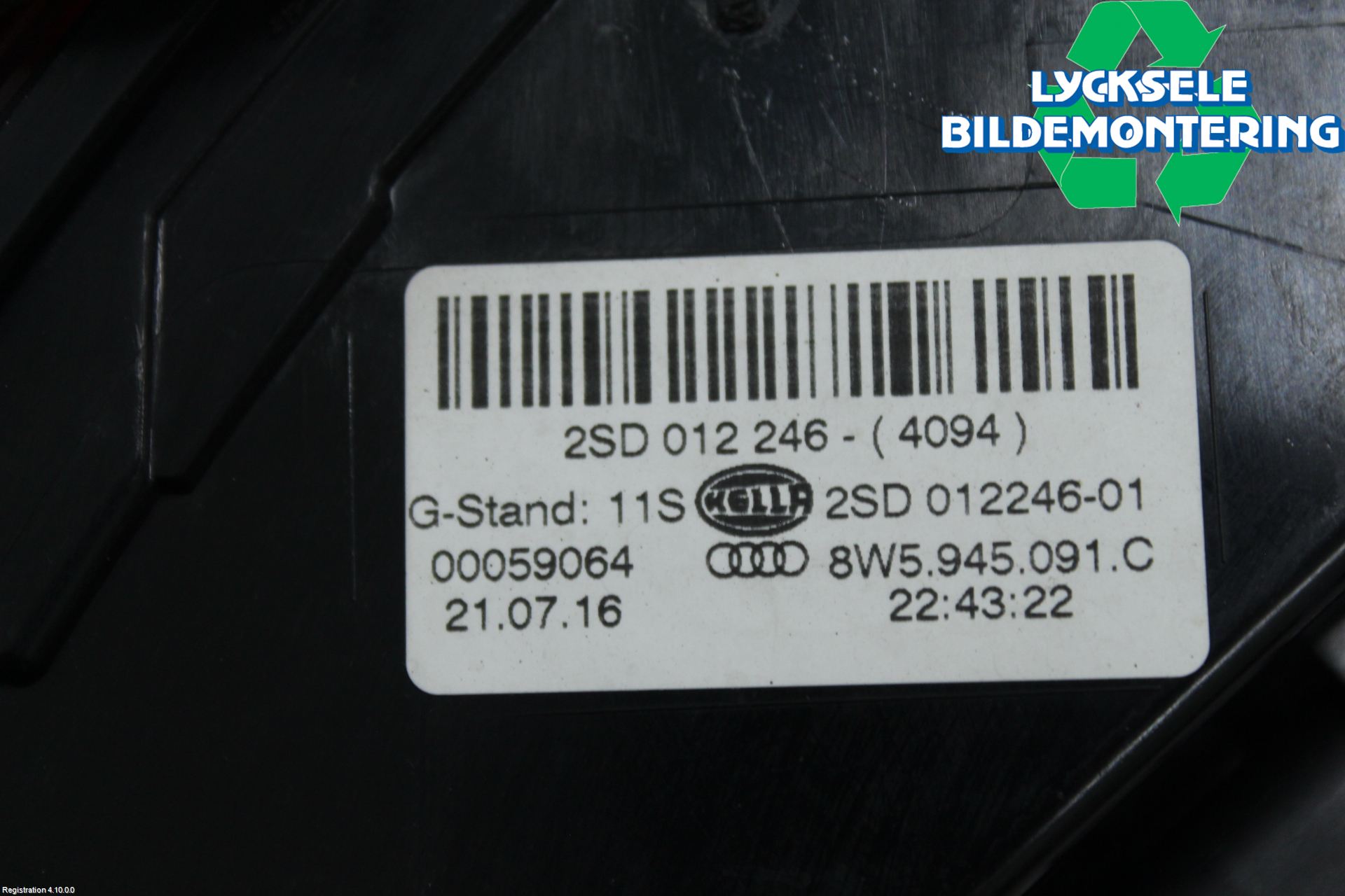 Audi A4/S4 B9 16-19 Bakljus Vänster