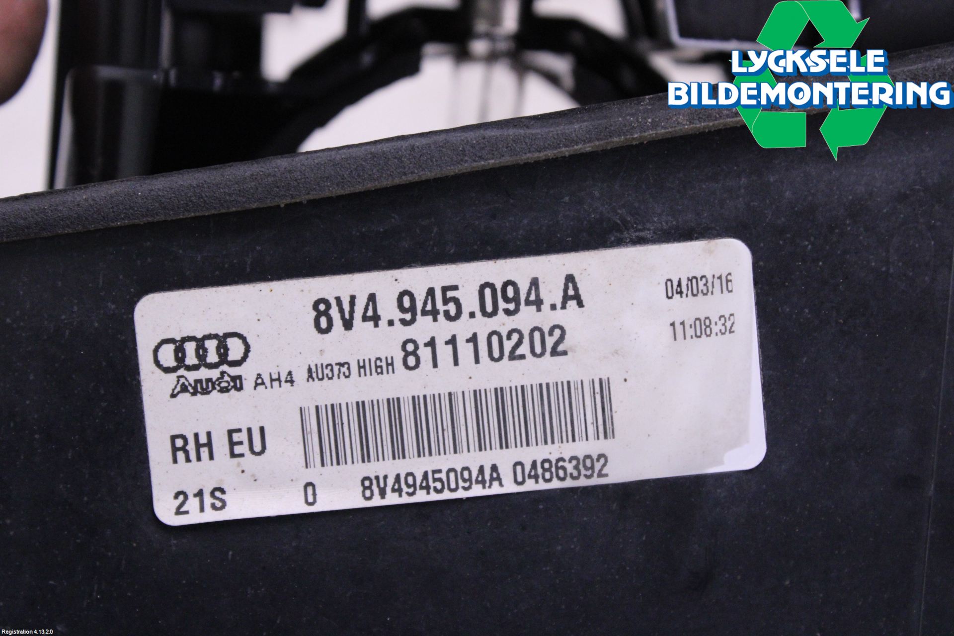 Audi A3/S3 8V 13-20 Bakljus Lucka Hö