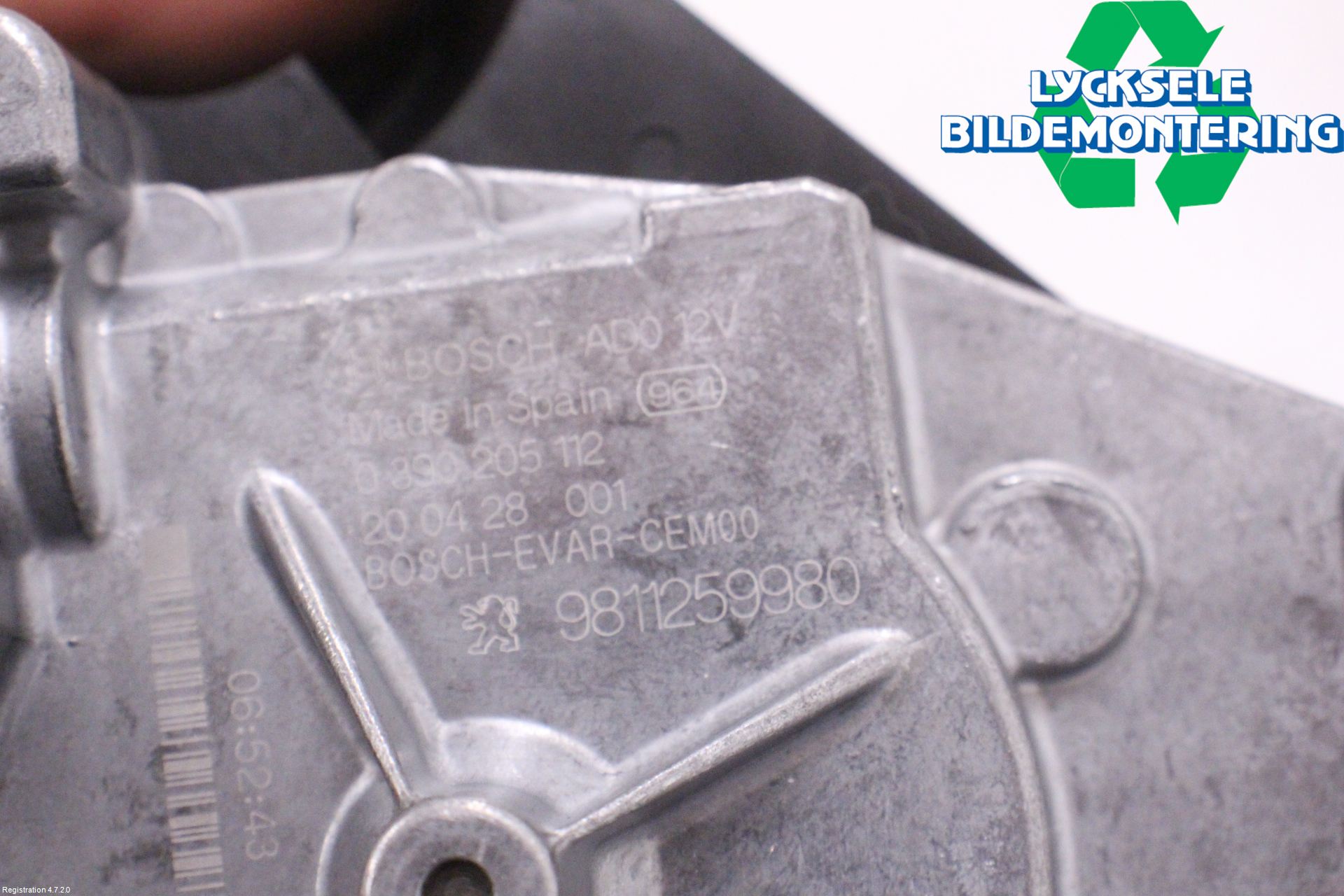 Peugeot 3008 17-24 Torkarmotor Baklucka