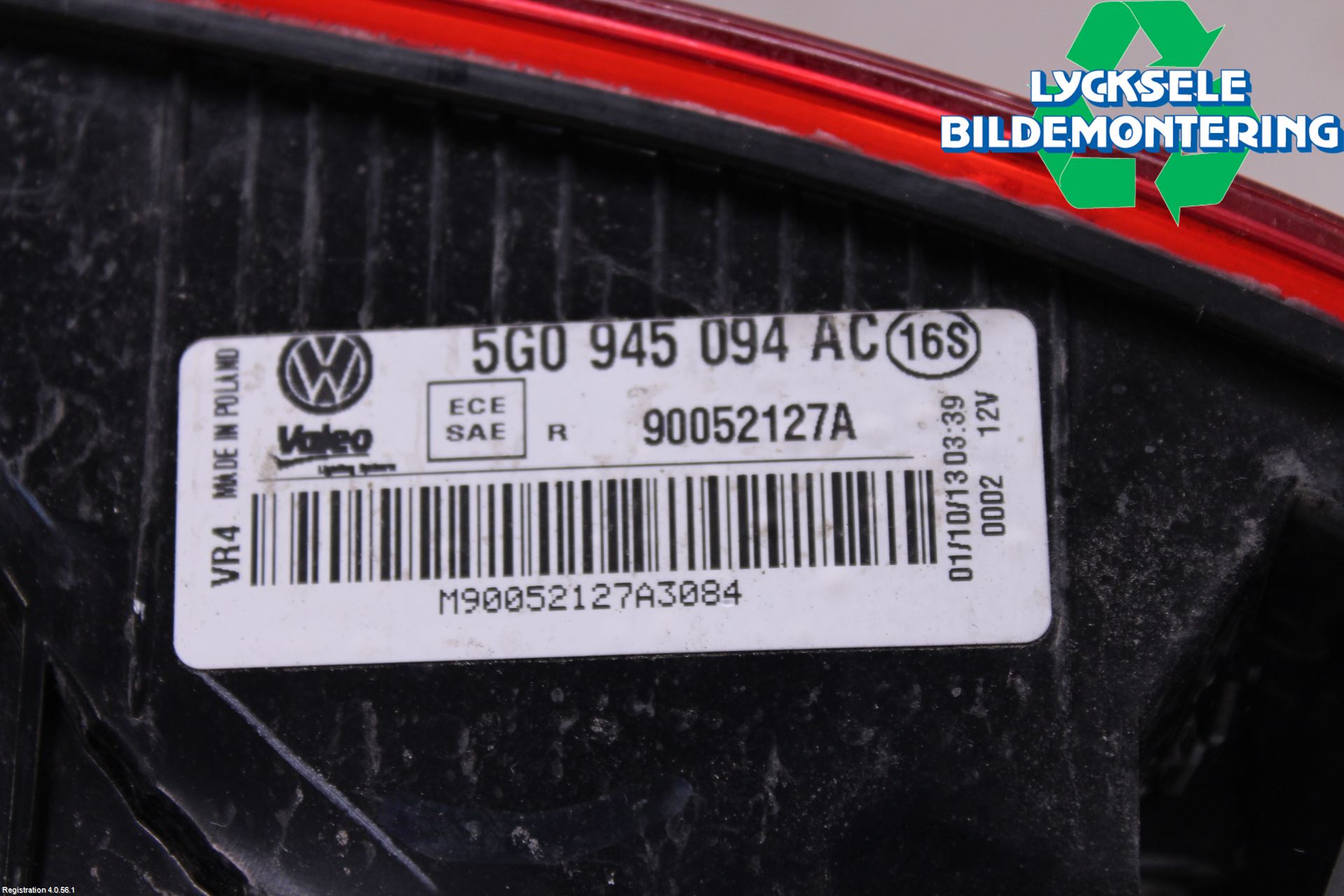 Volkswagen VW GOLF / E-GOLF VII 13-20 Bakljus Lucka Hö