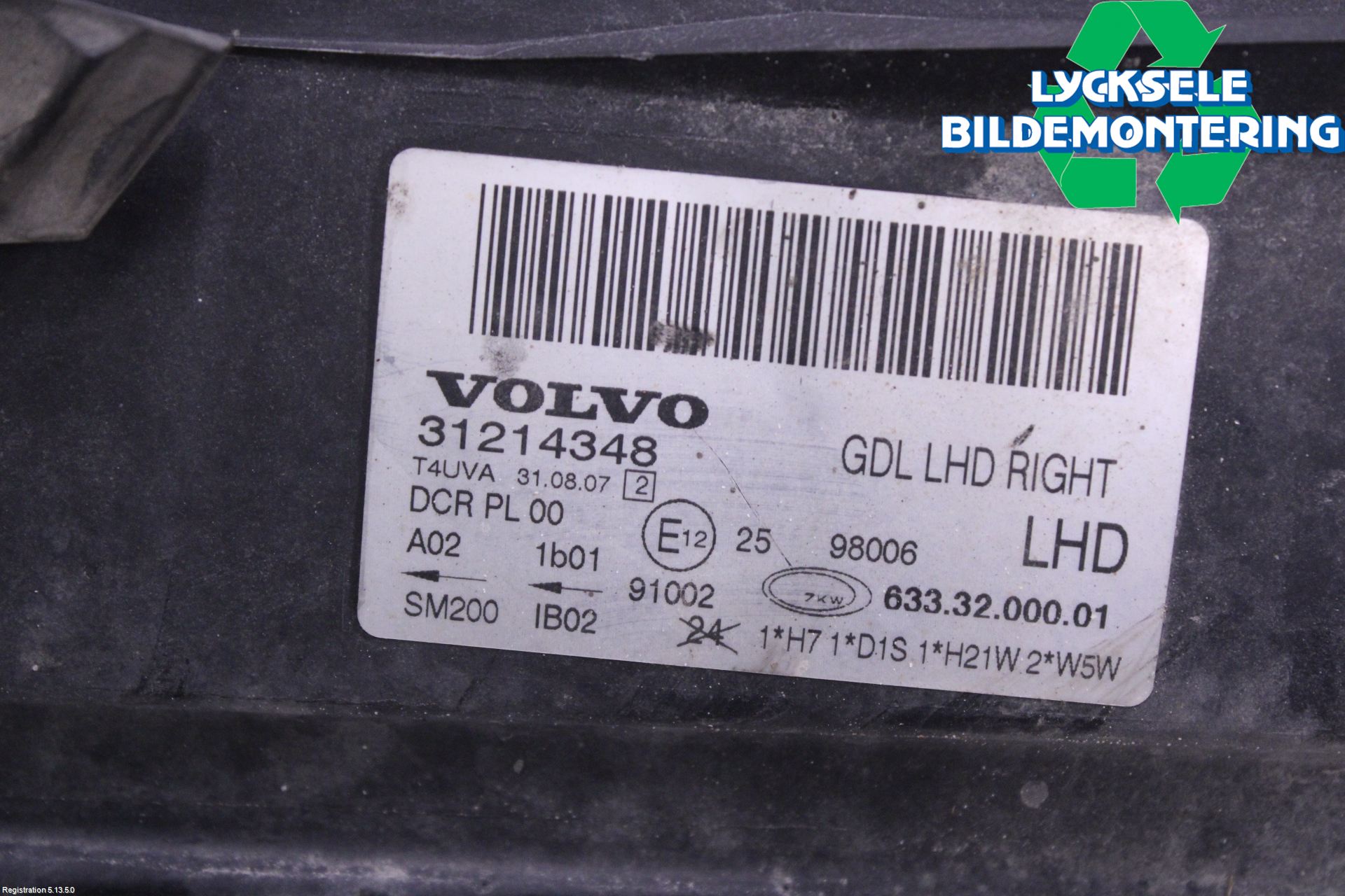 Volvo V70 08-13 Strålkastare Höger