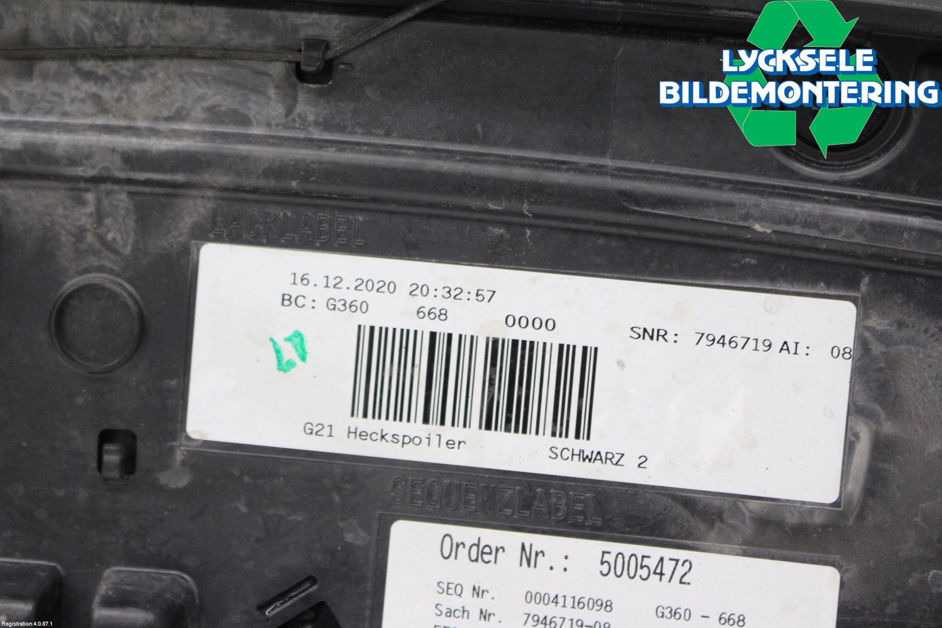 BMW 3 G20/G21/G80/G81 19- Spoiler Baklucka