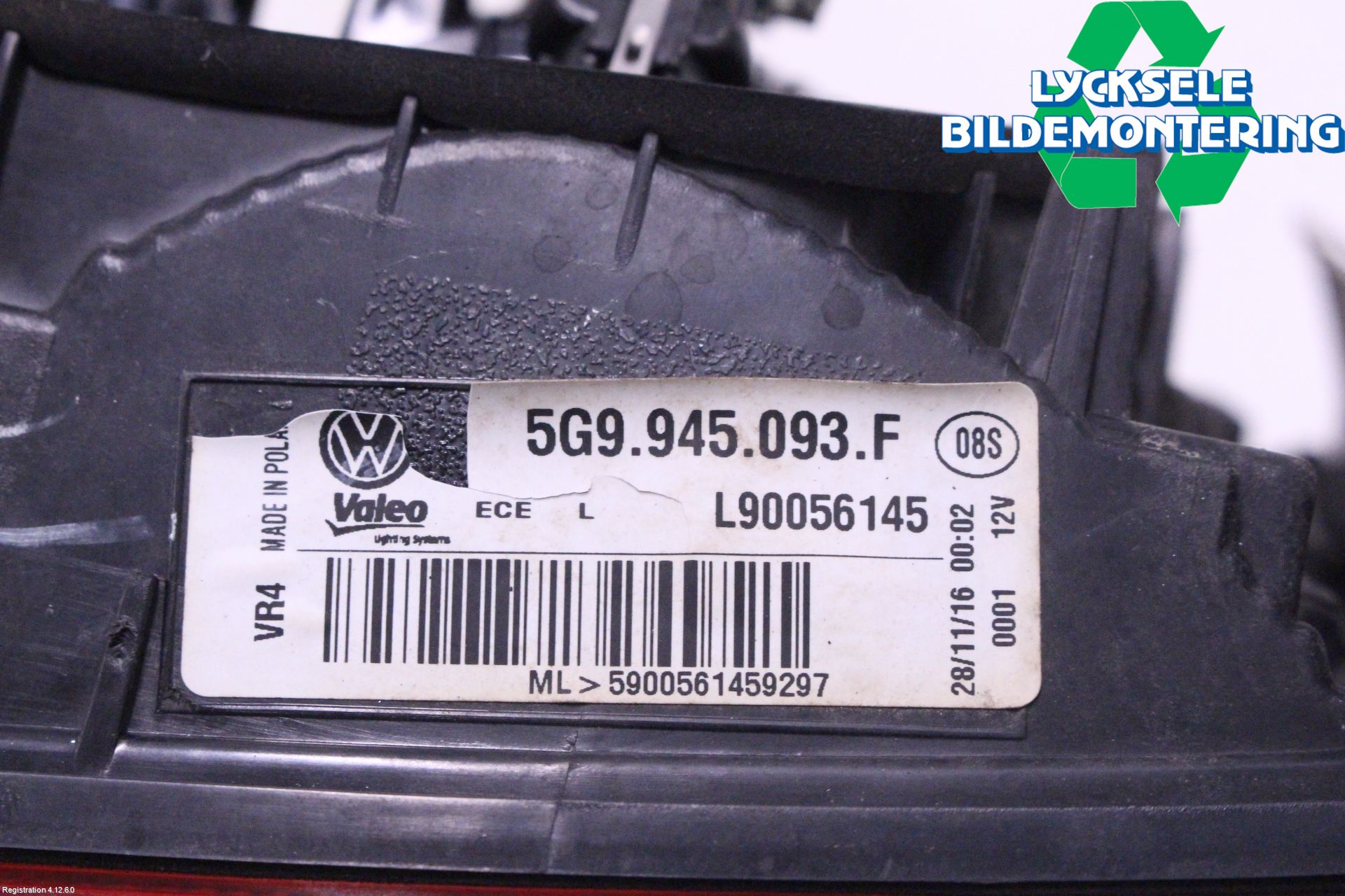 Volkswagen VW GOLF / E-GOLF VII 13-20 Bakljus Lucka Vä