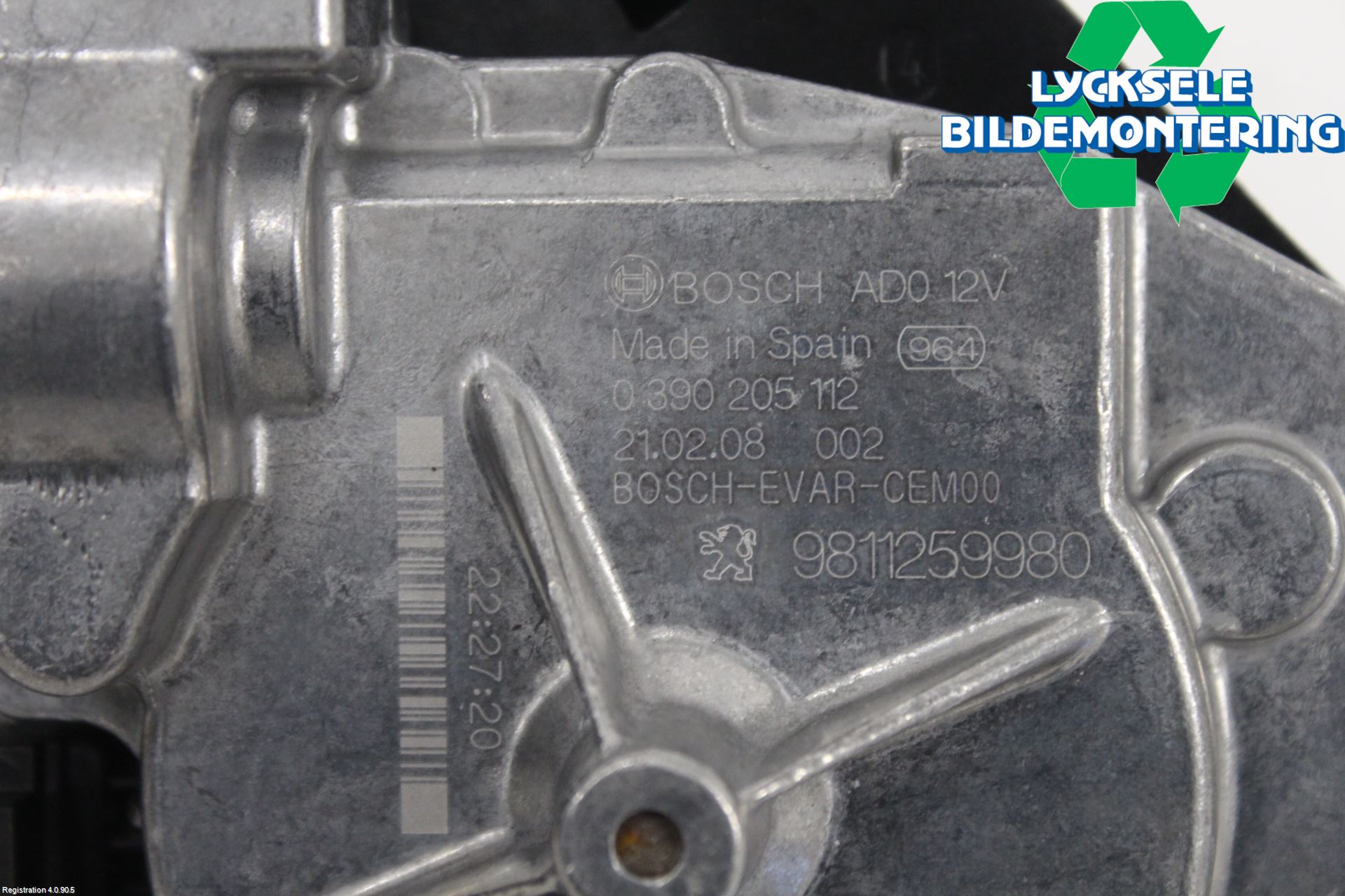 Peugeot 3008 17-24 Torkarmotor Baklucka