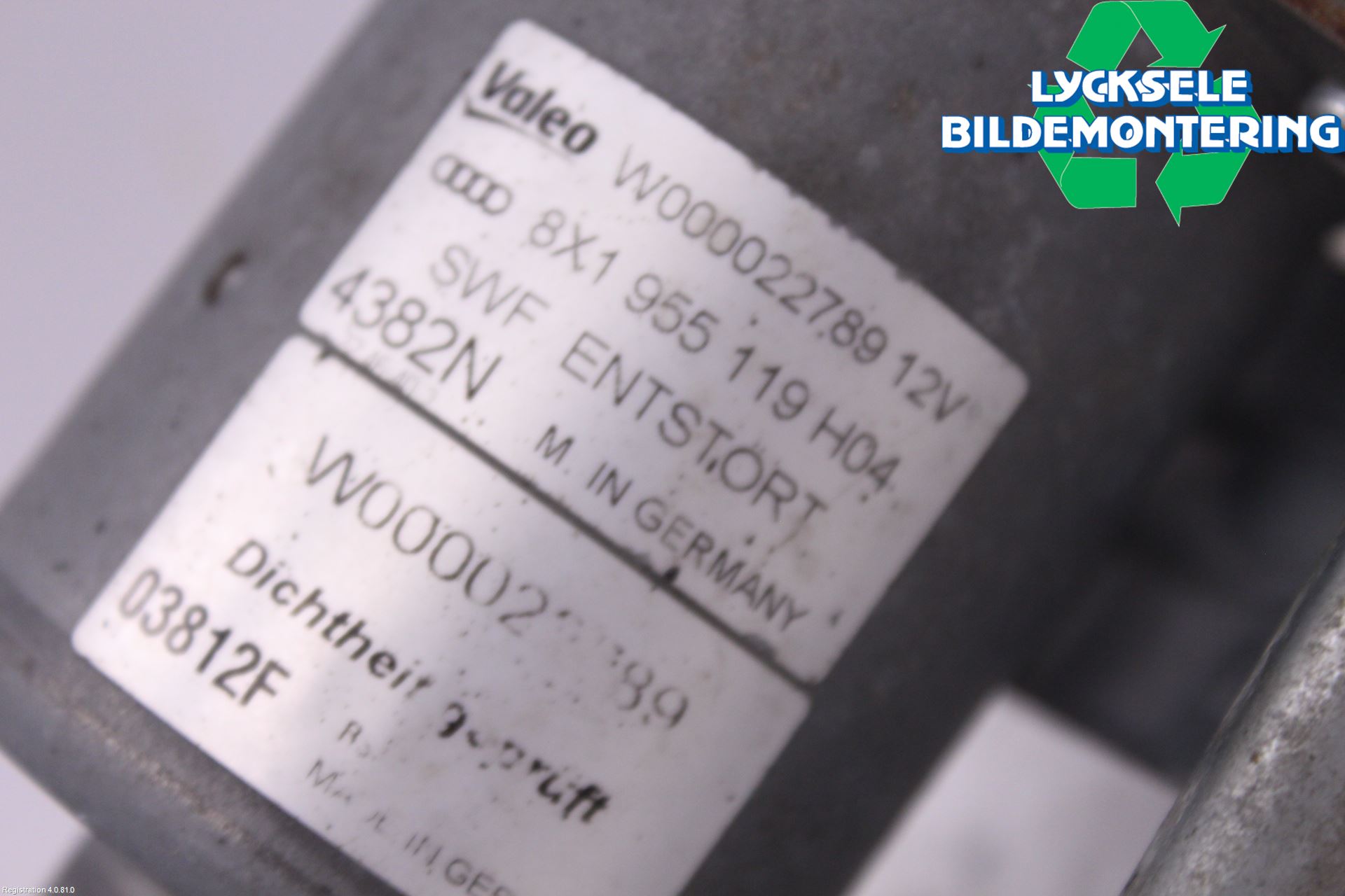 Audi A1/S1 11-18 Torkarmekanism Vindruta