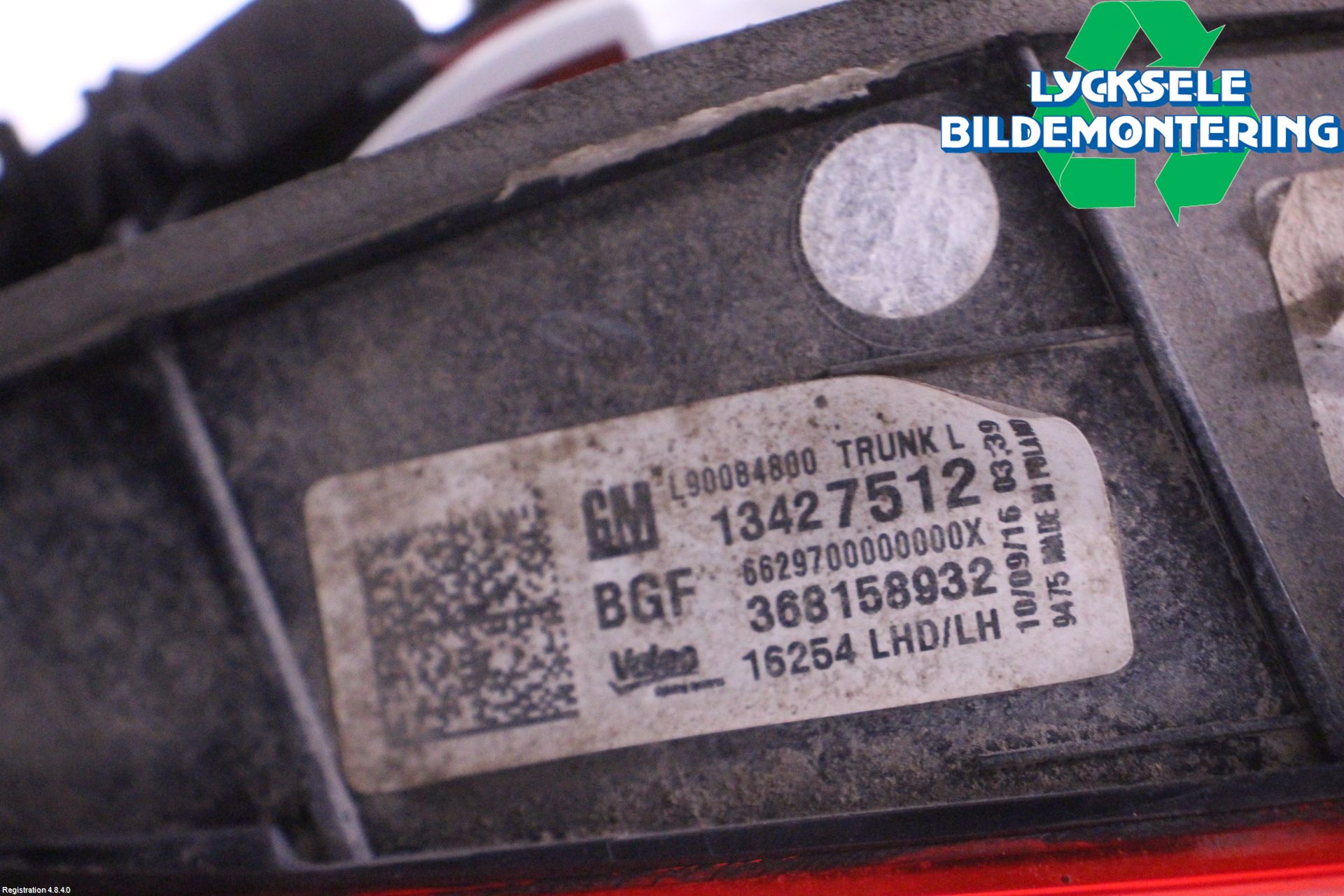 Opel ASTRA K 16-22 Bakljus Lucka Vä