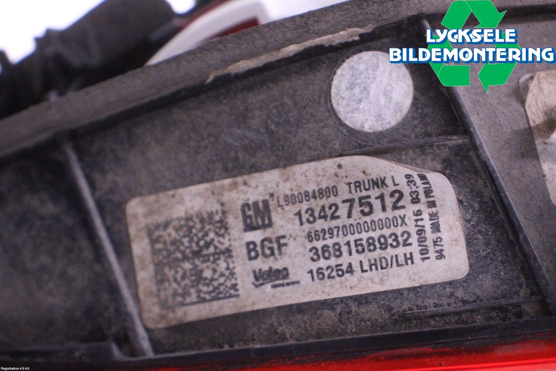 Opel ASTRA K 16-22 Bakljus Lucka Vä