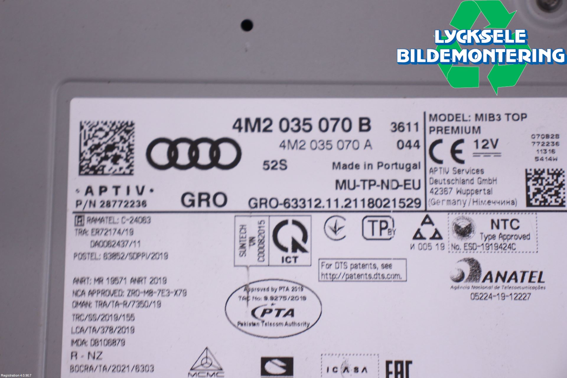 Audi E-TRON, S GE 19- Styrenhet Multimedia