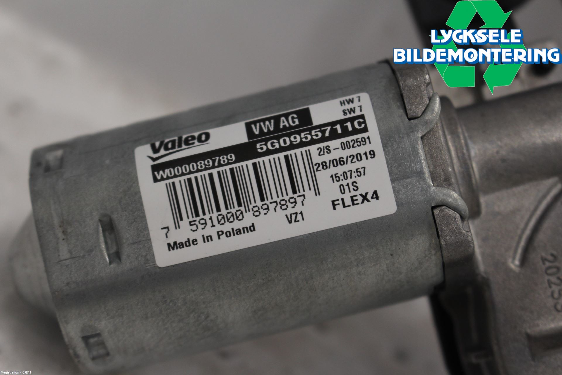 Volkswagen VW GOLF / E-GOLF VII 13-20 Torkarmotor Baklucka