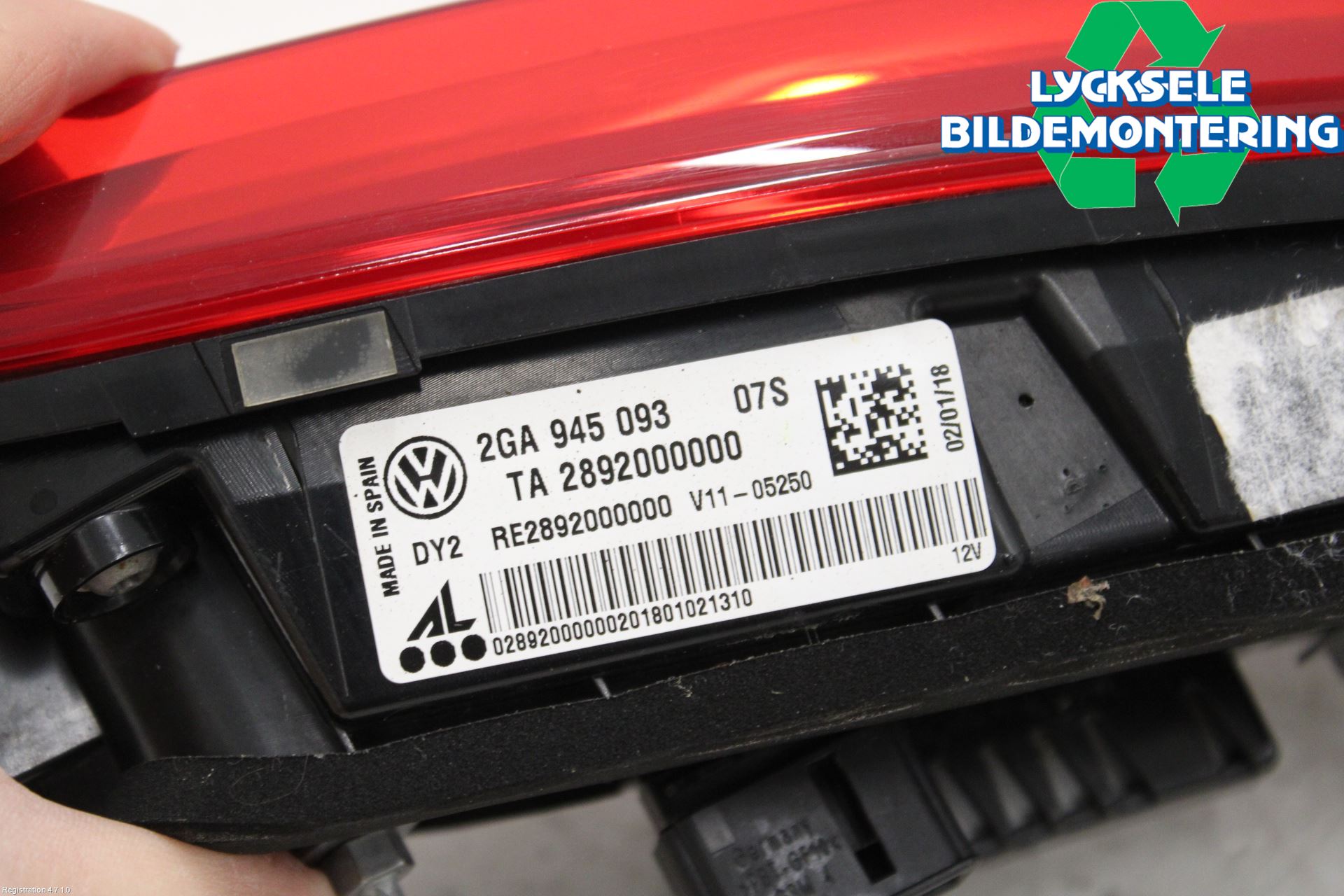 Volkswagen VW T-ROC 18- Bakljus Lucka Vä