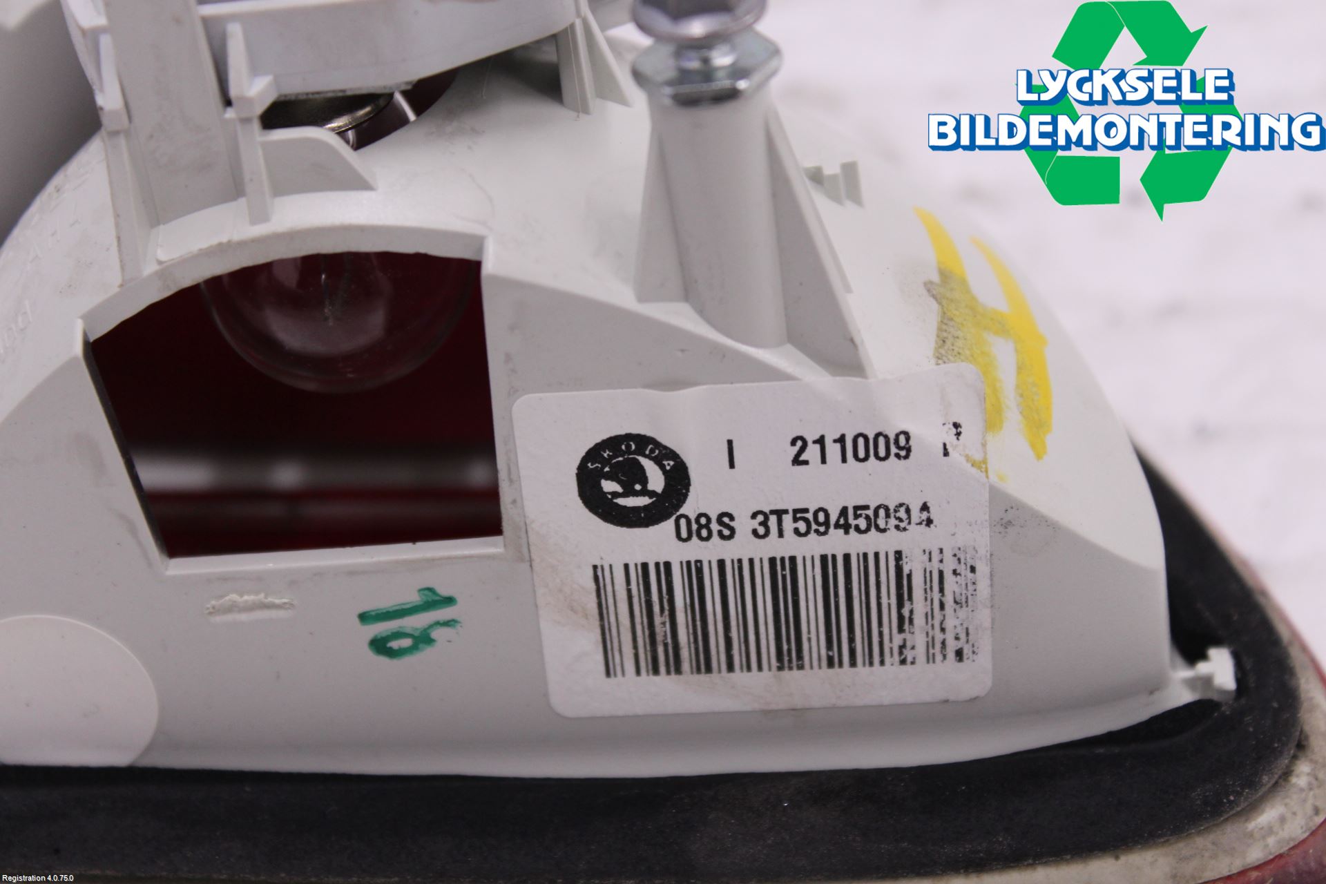 Skoda SUPERB 09-15 Bakljus Lucka Hö