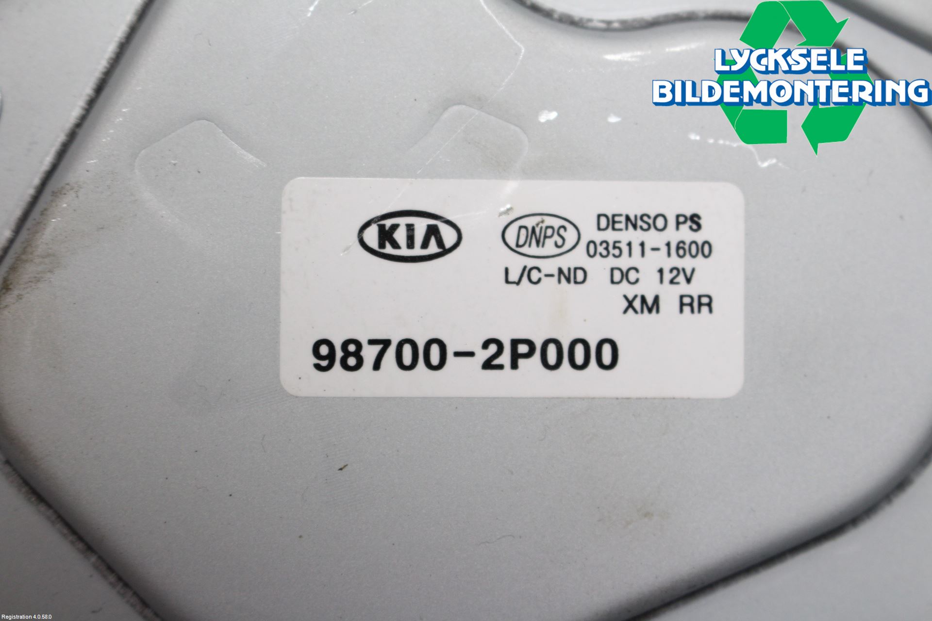 Kia SORENTO 10-14 Torkarmotor Baklucka