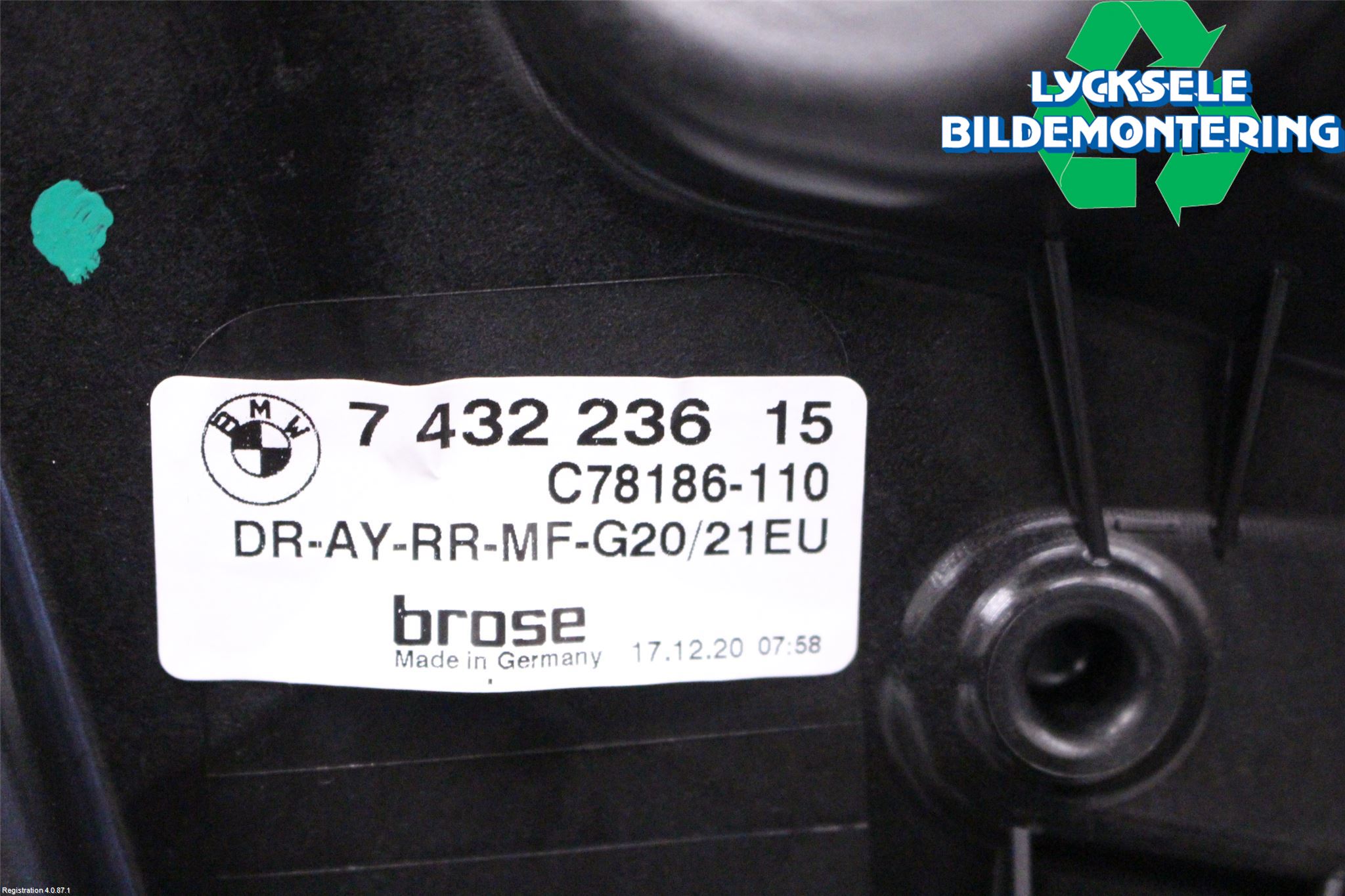 BMW 3 G20/G21/G80/G81 19- Fönsterhissmekanism