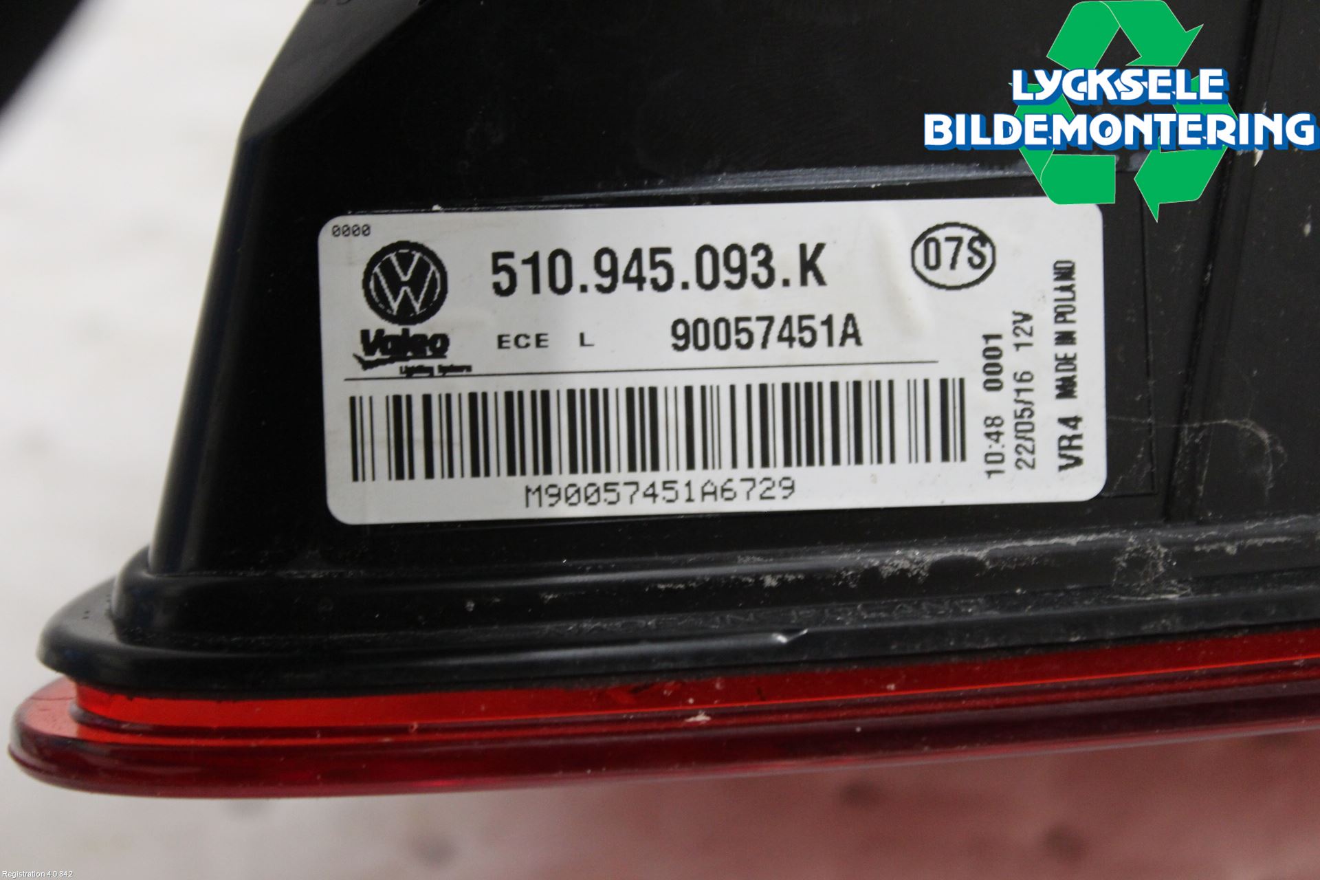 Volkswagen VW GOLF SPORTSVAN 15-20 Bakljus Lucka Vä