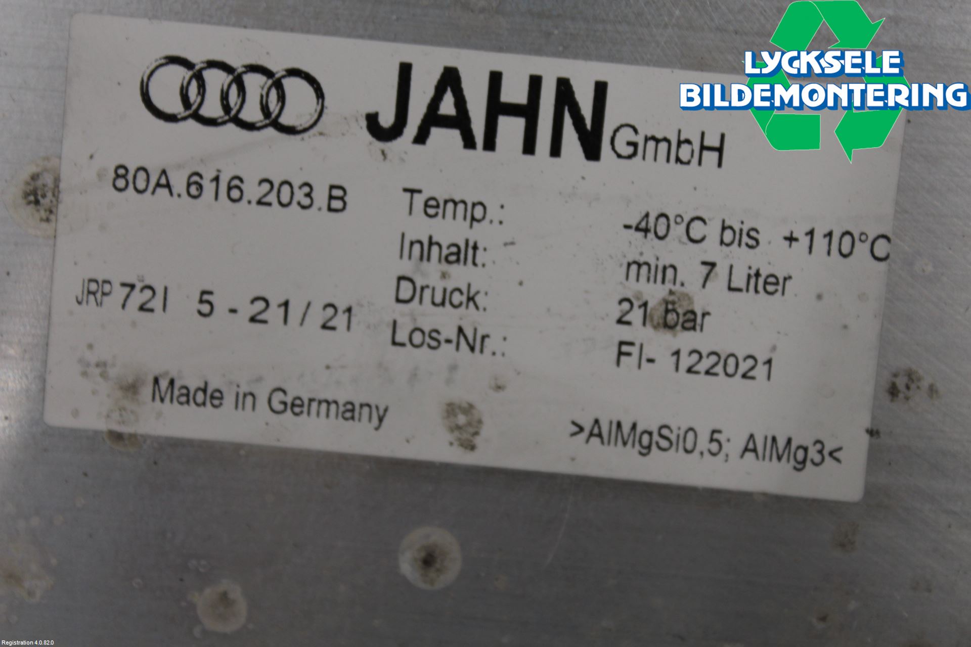 Audi Q5/SQ5 17- Nivå/Luftförändring Trycktank