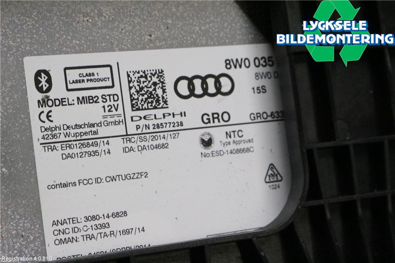 Audi A4/S4 B9 16-19 Cd Radio - Multimediapanel
