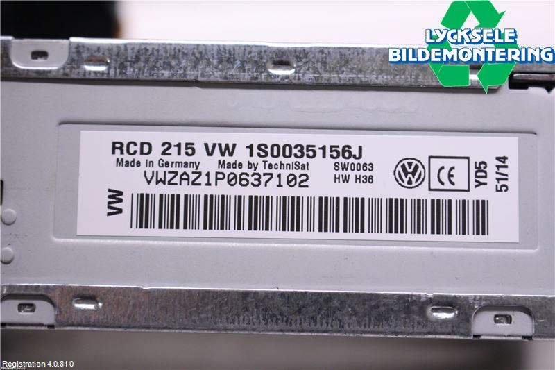 Volkswagen VW UP! / E-UP! Cd Radio - Multimediapanel