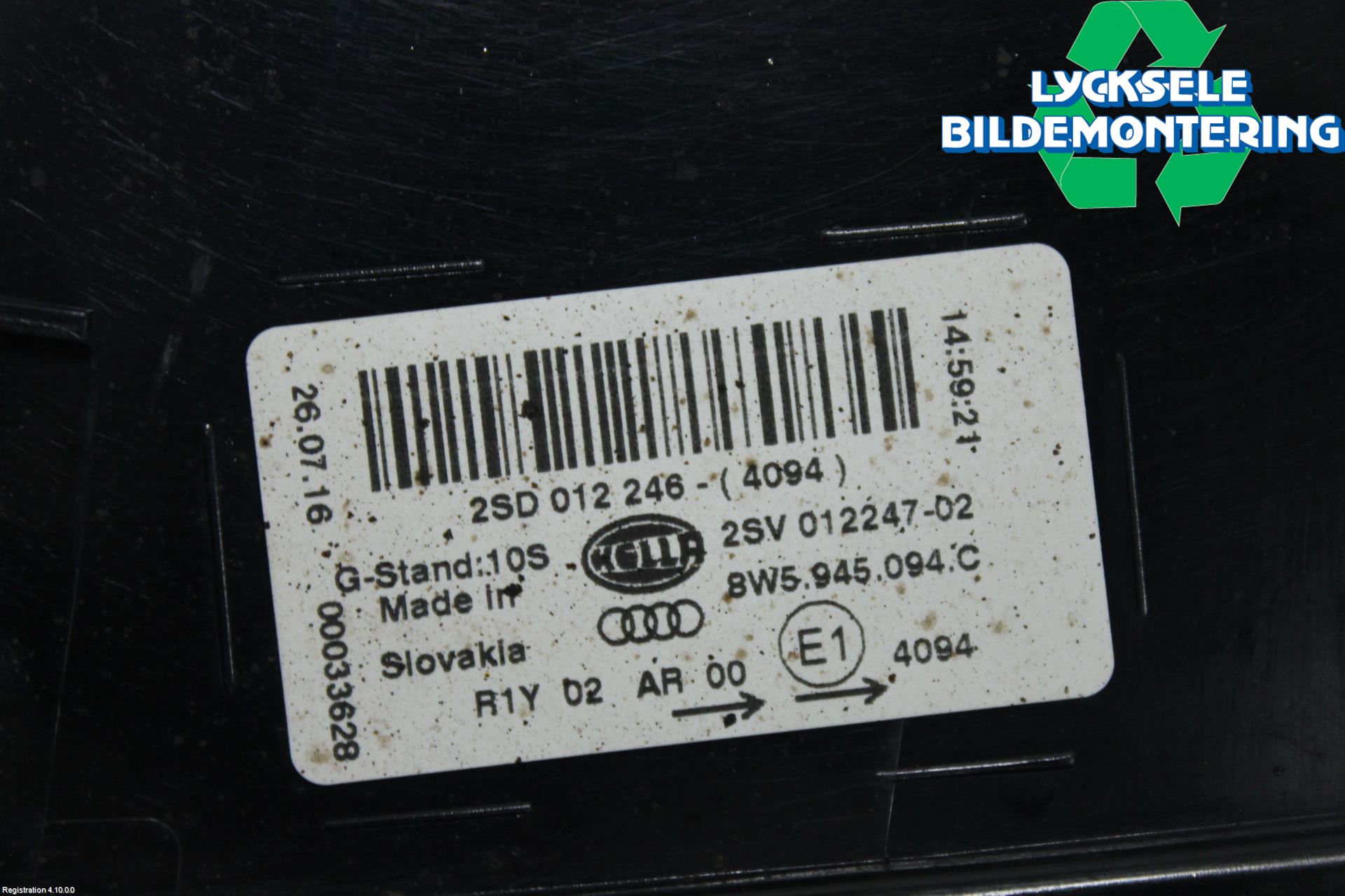 Audi A4/S4 B9 16-19 Bakljus Lucka Hö