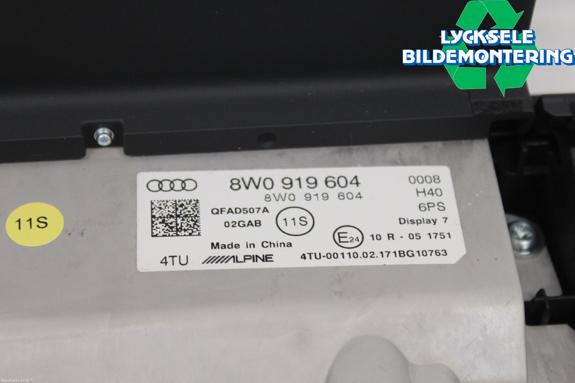 Audi A4/S4 B9 16-19 Bildskärm