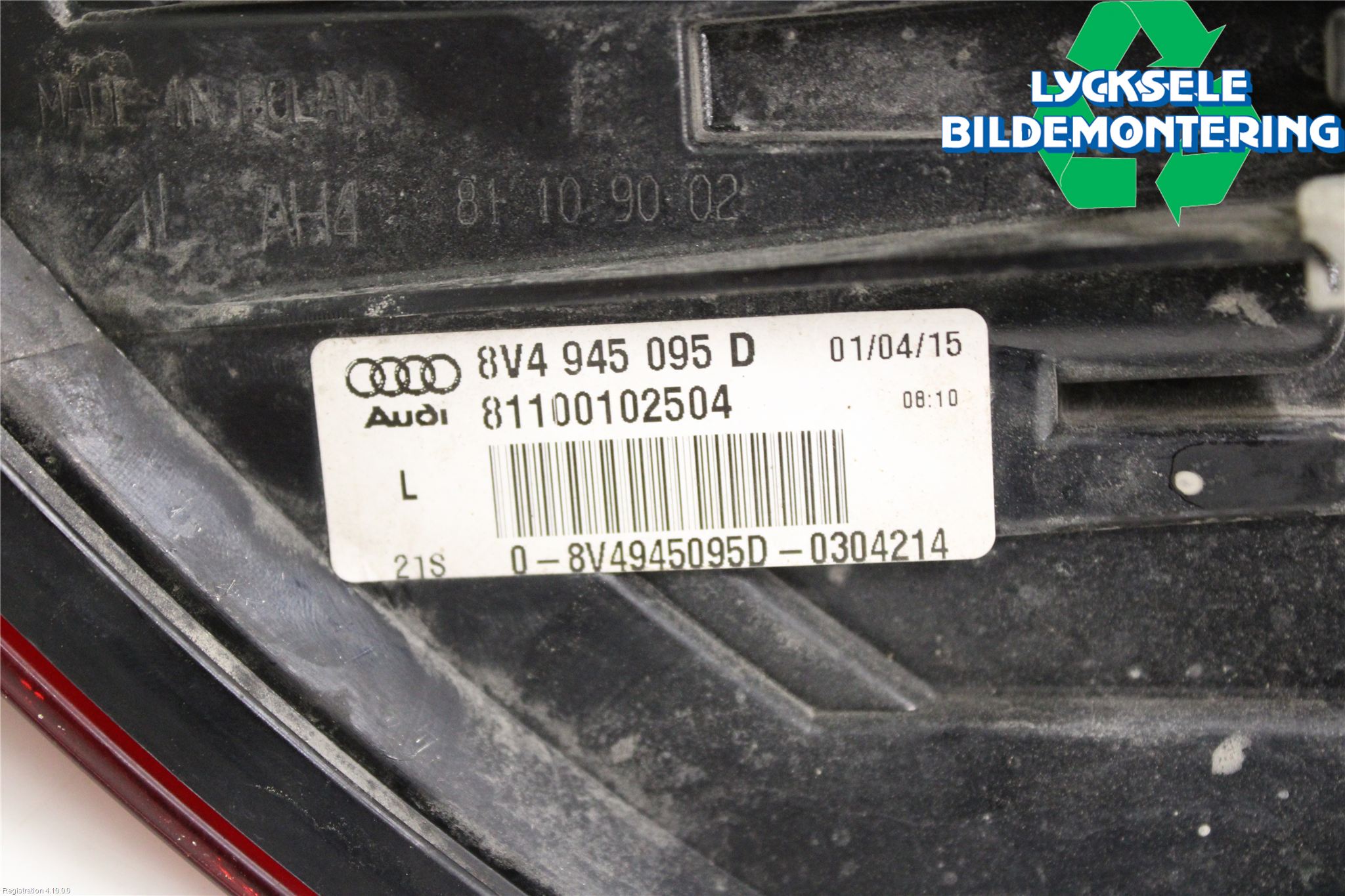 Audi A3/S3 8V 13-20 Bakljus Vänster