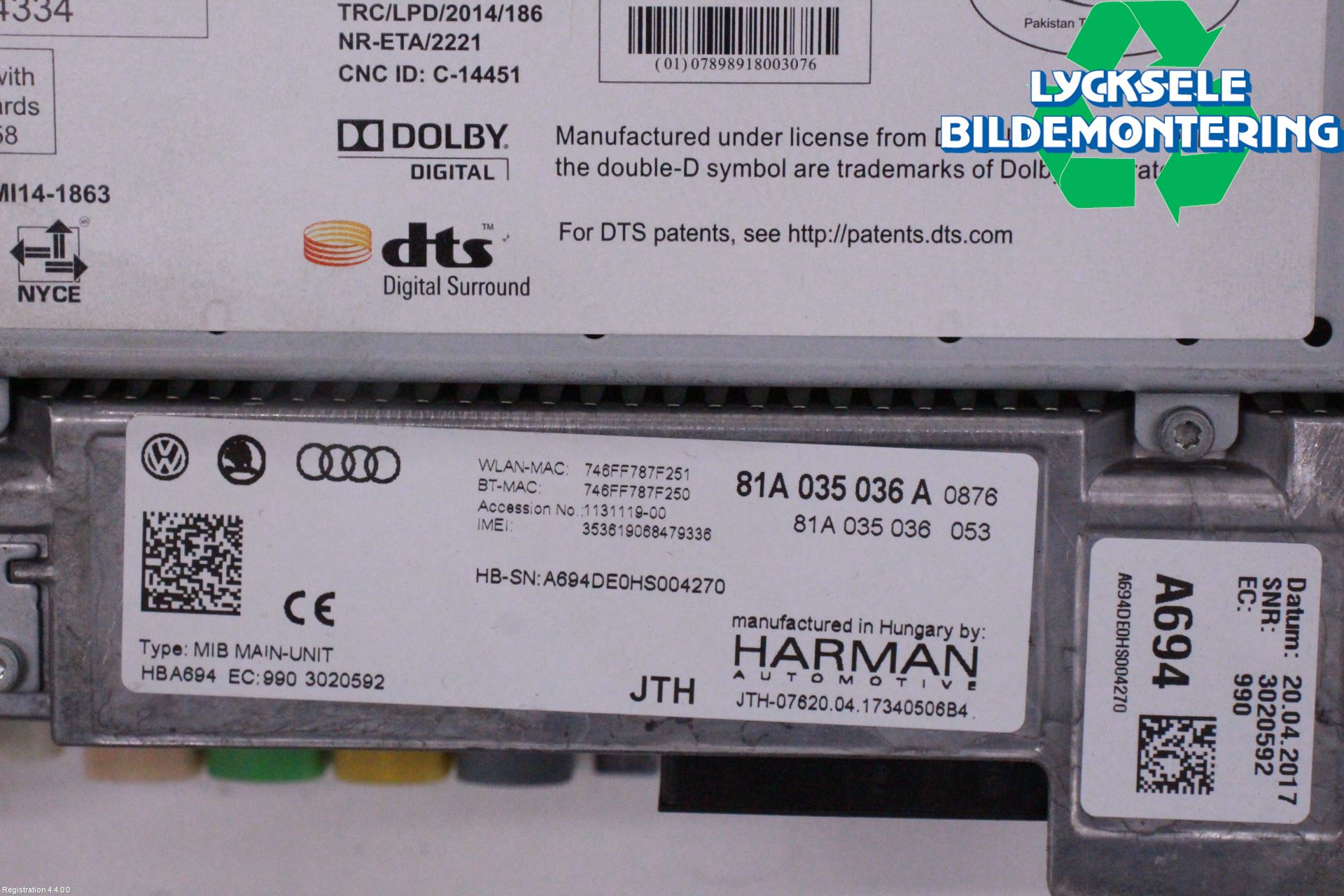 Audi Q2/SQ2 17- Styrenhet Multimedia