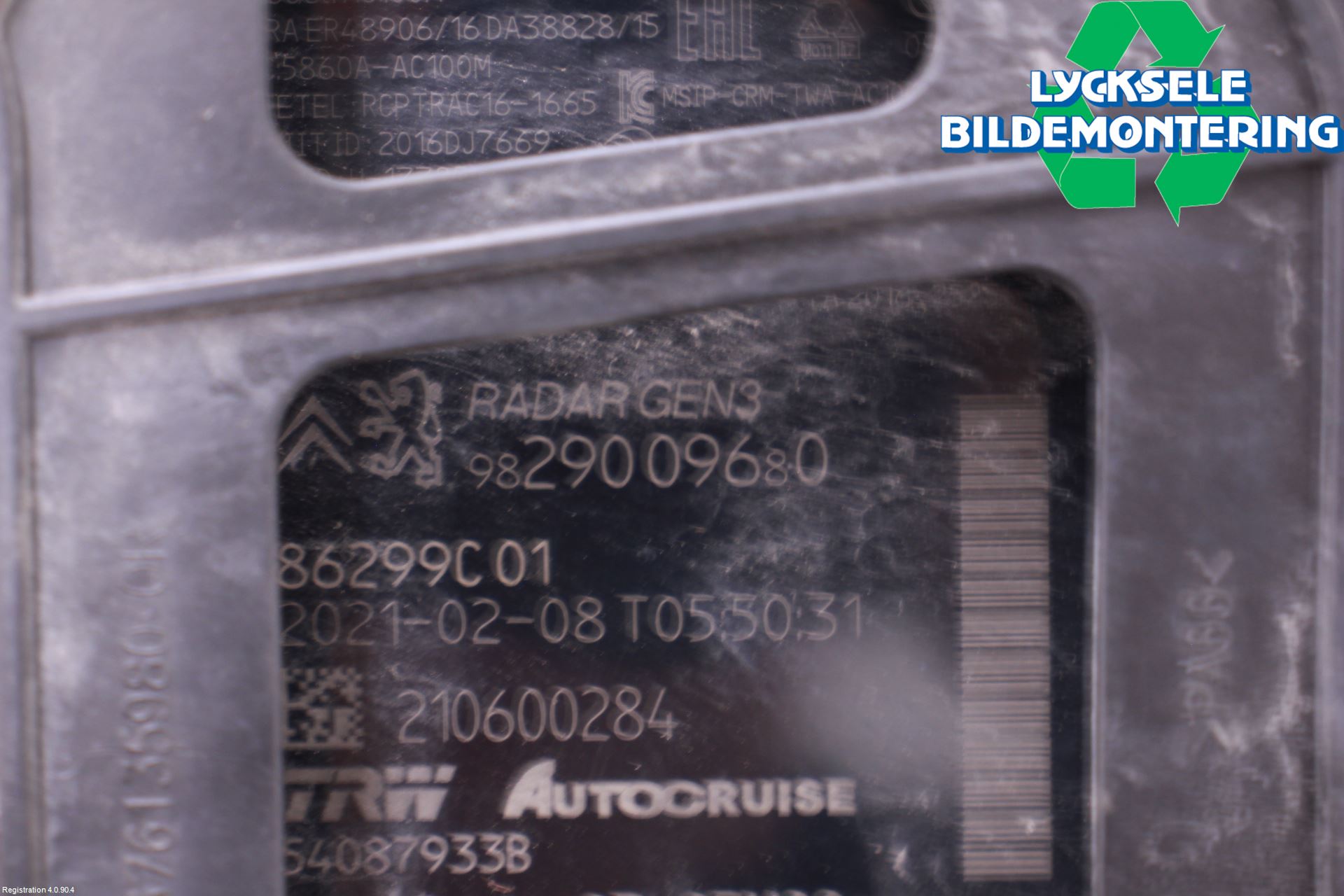 Peugeot 308 14-21 Sensor Aktivt Kollisionsskydd