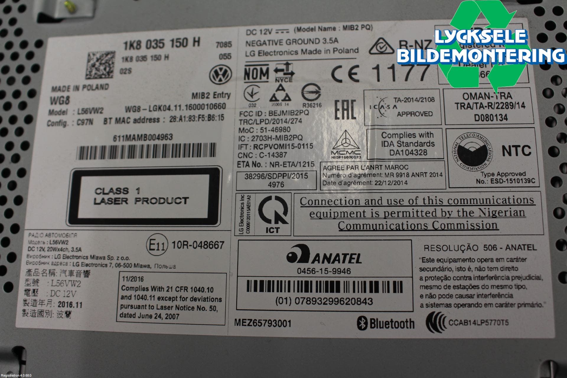 Volkswagen VW CADDY 16-20 Cd Radio - Multimediapanel