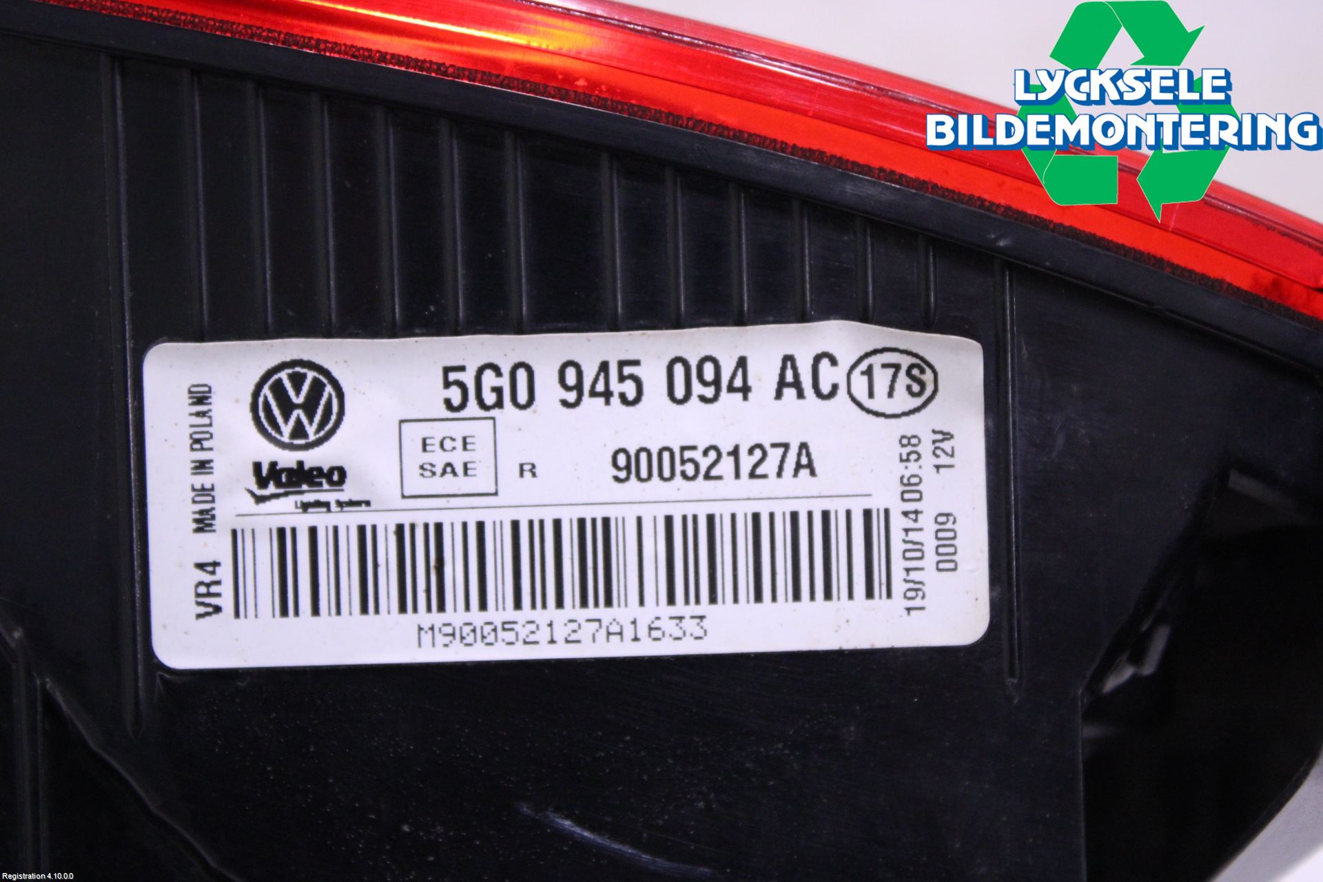 Volkswagen VW GOLF / E-GOLF VII 13-20 Bakljus Lucka Hö
