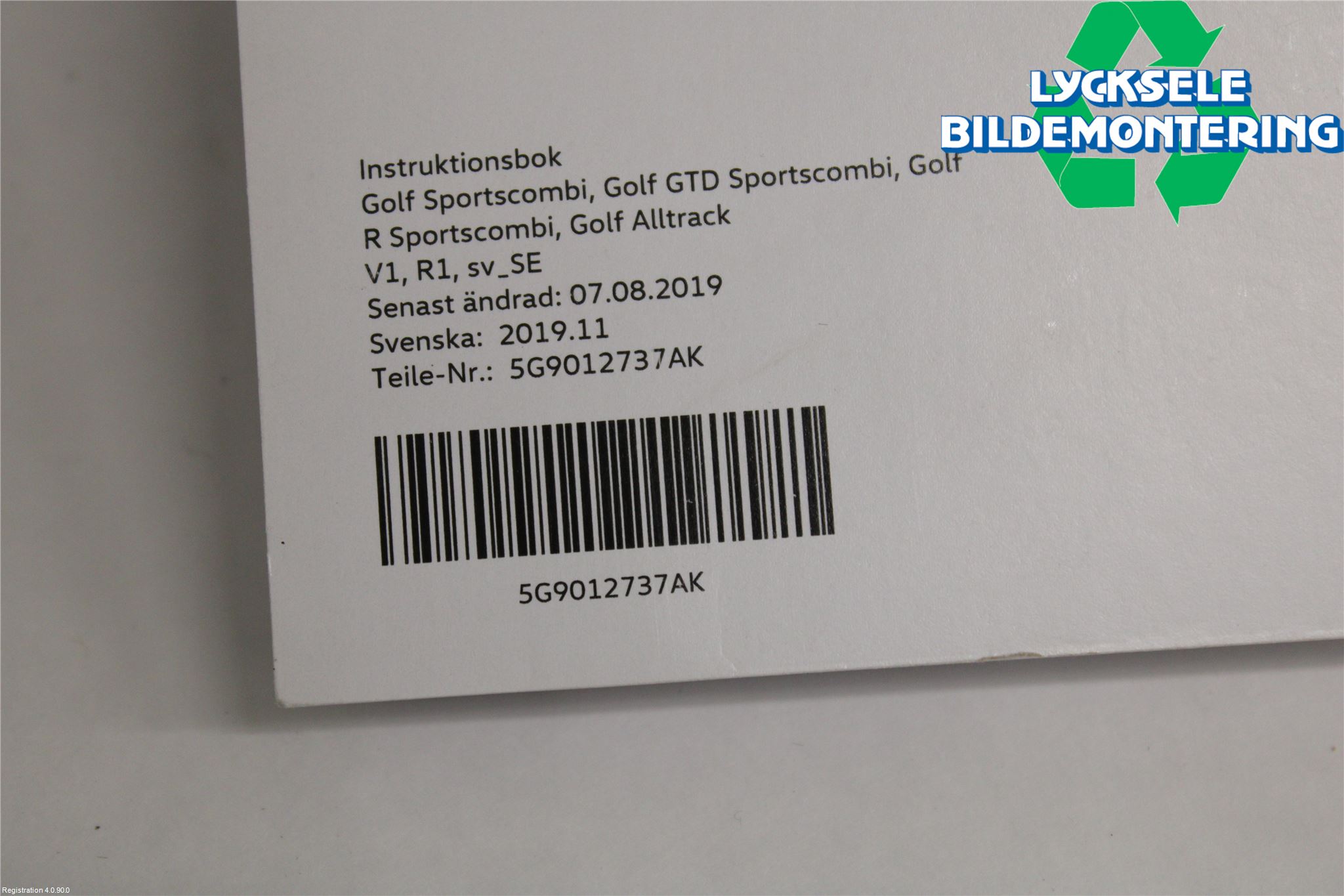 Volkswagen VW GOLF / E-GOLF VII 13-20 Instruktionsbok