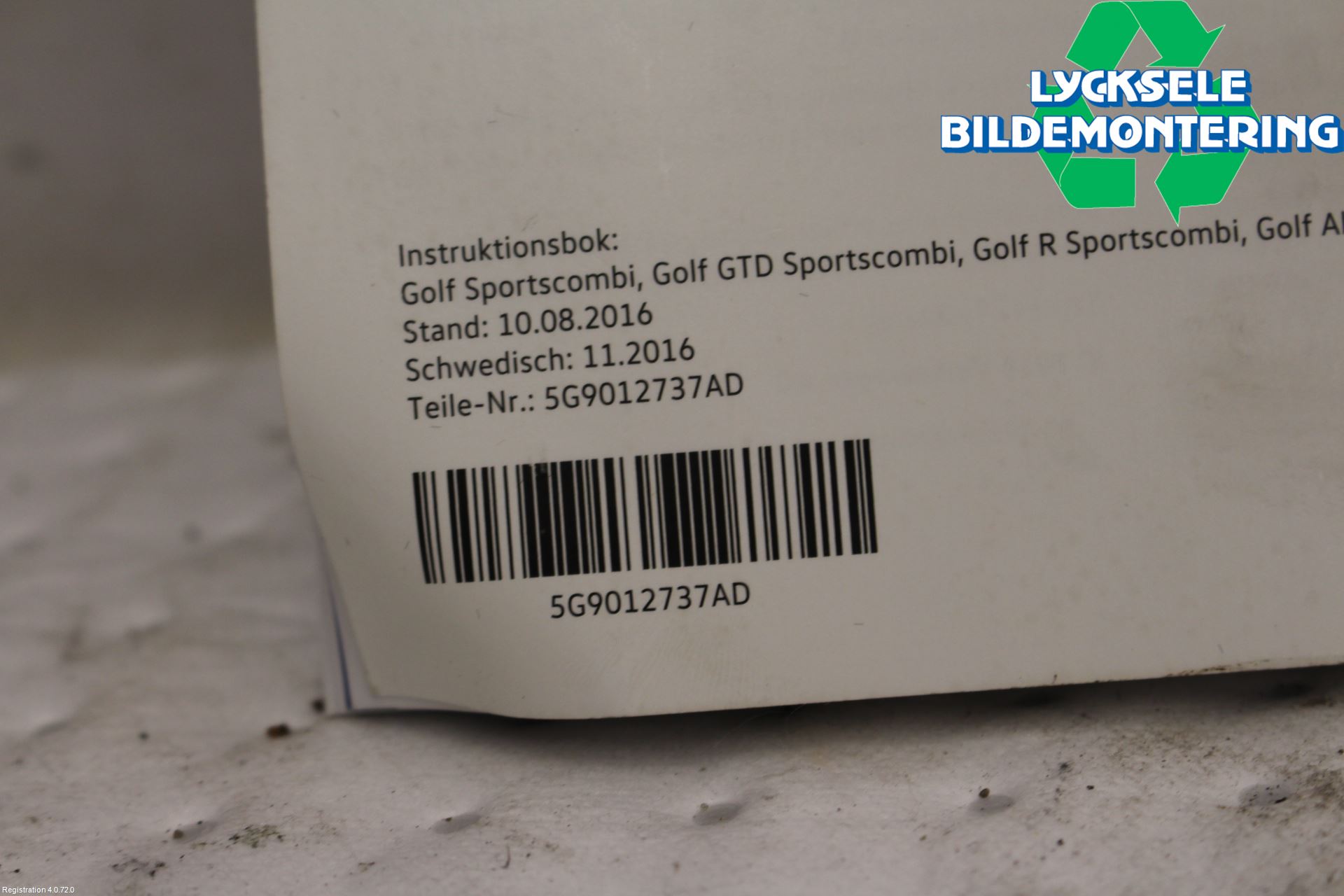 Volkswagen VW GOLF / E-GOLF VII 13-20 Instruktionsbok