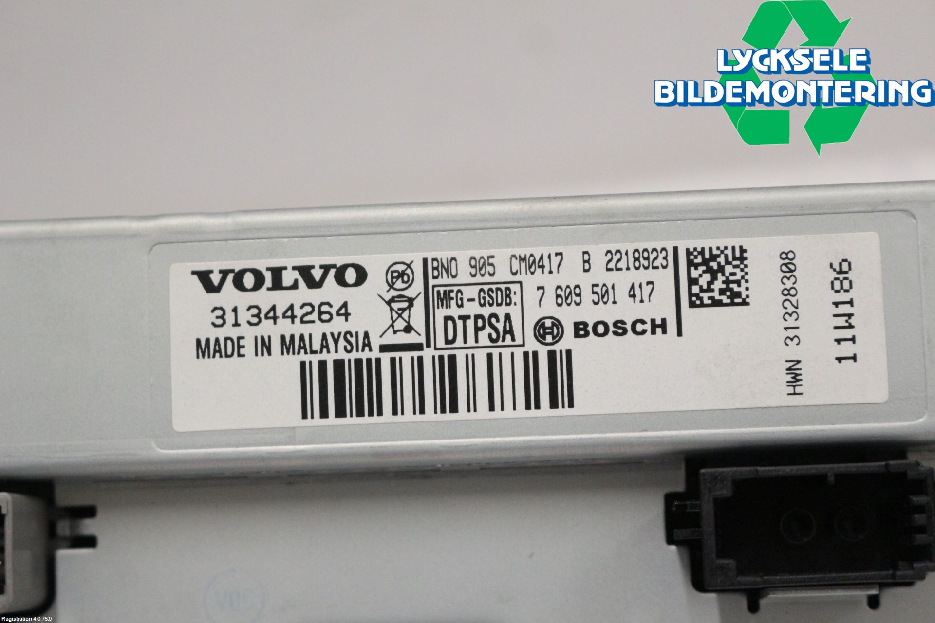 Volvo XC60 09-13 Kontrolldisplay