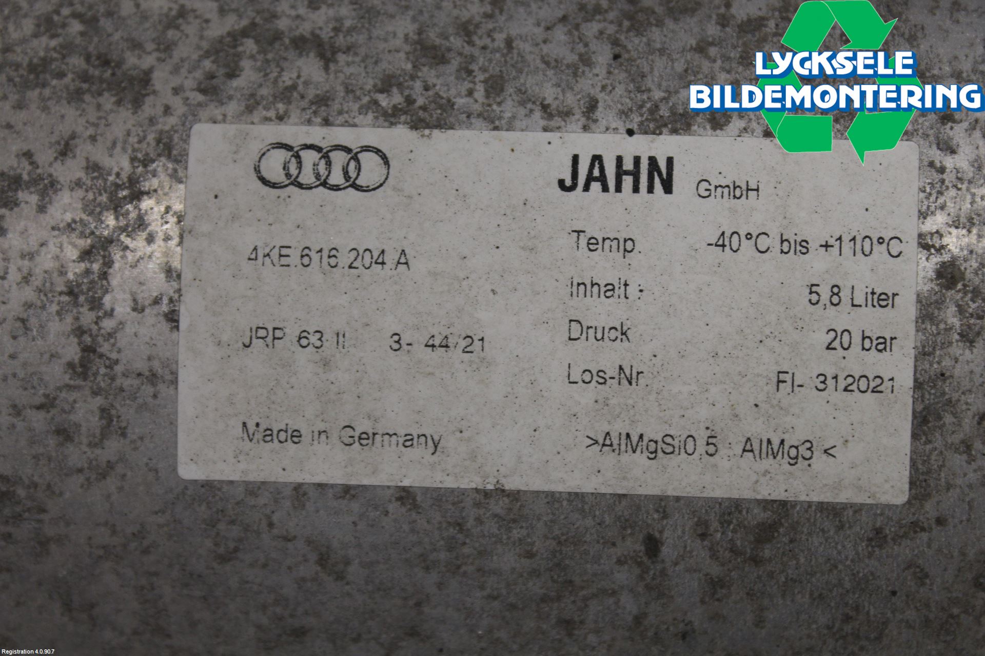 Audi E-TRON, S GE 19- Nivå/Luftförändring Trycktank