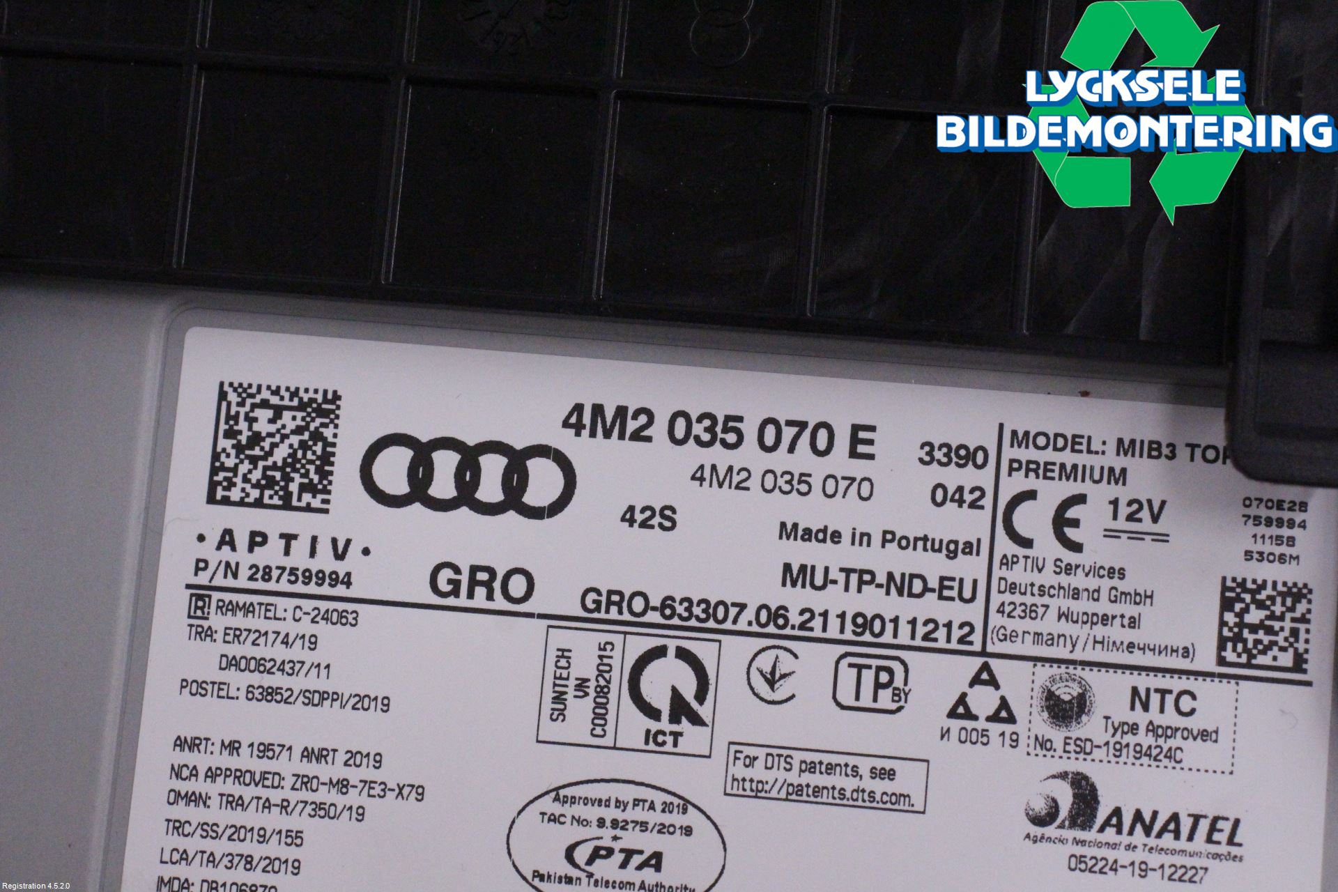 Audi E-TRON, S GE 19- Styrenhet Multimedia