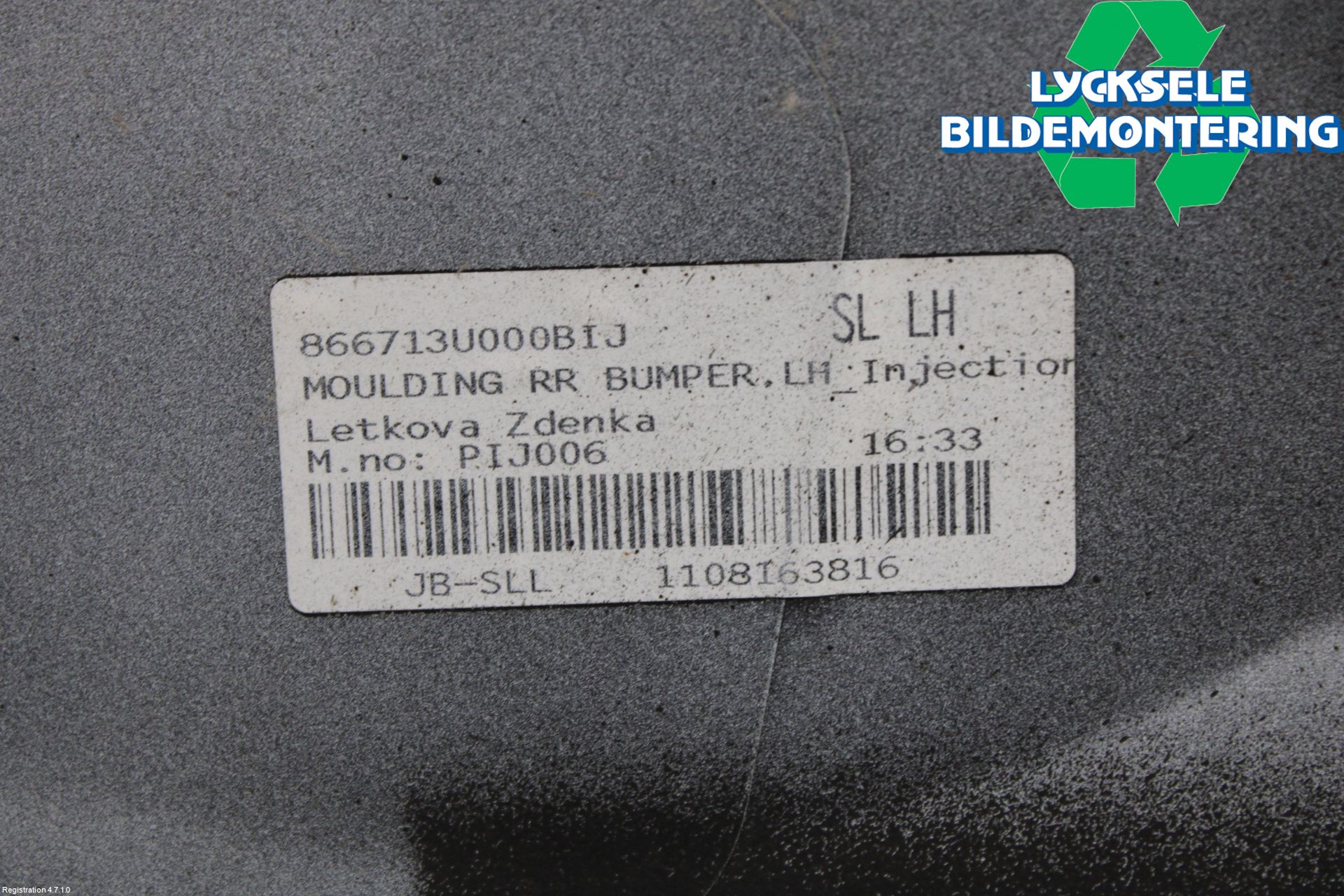 Kia SPORTAGE (SL) 11-15 Stötfångardel Bak Vä