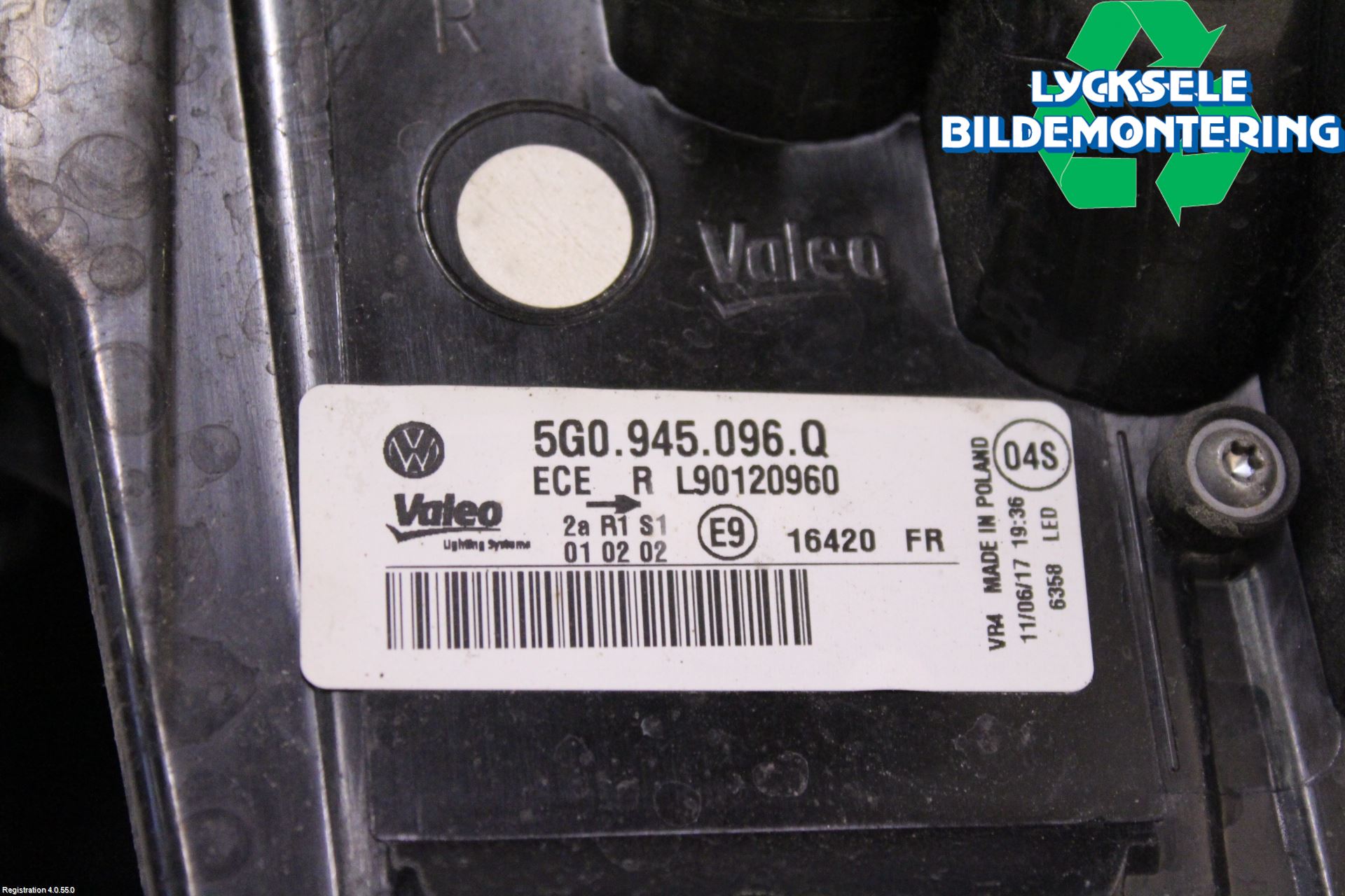 Volkswagen VW GOLF / E-GOLF VII 13-20 Bakljus Höger