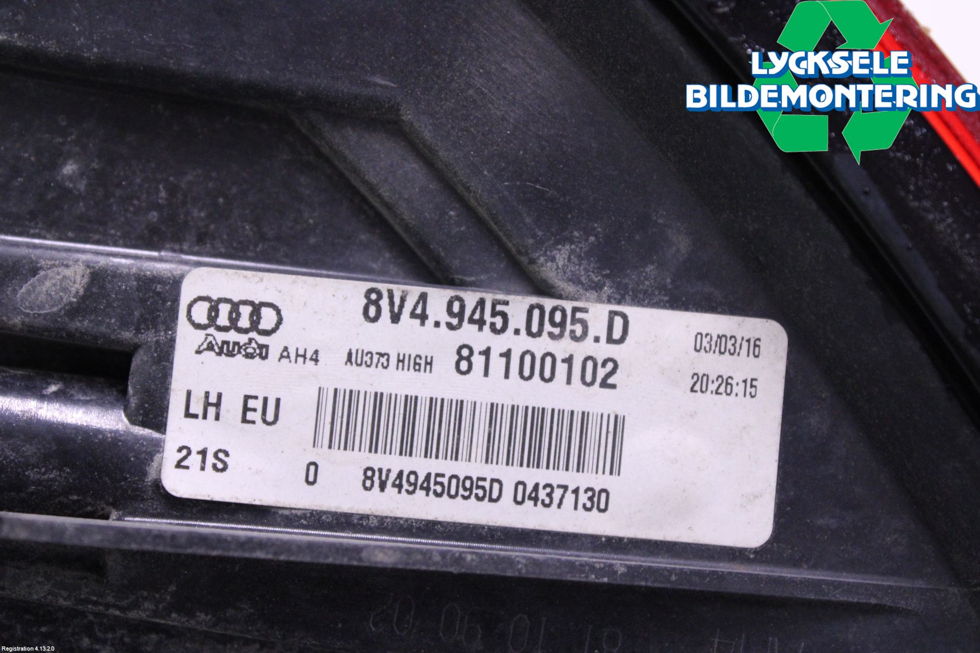 Audi A3/S3 8V 13-20 Bakljus Vänster