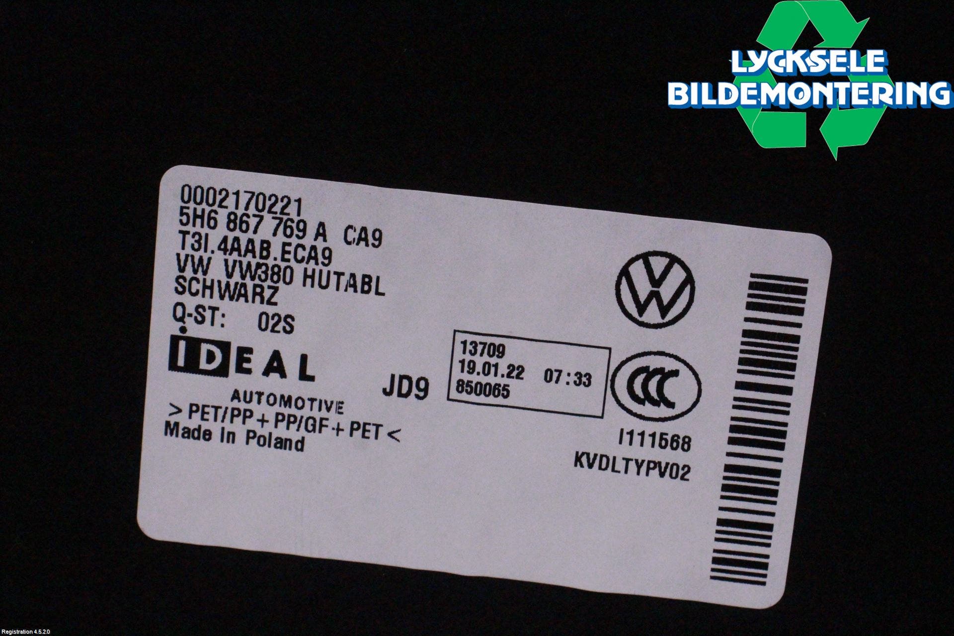 Volkswagen VW GOLF / E-GOLF VIII 20- Hatthylla