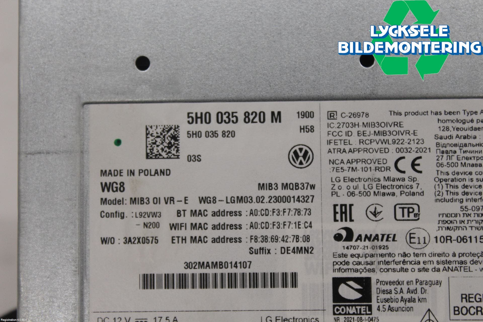 Volkswagen VW GOLF / E-GOLF VIII 20- Cd Radio - Multimediapanel