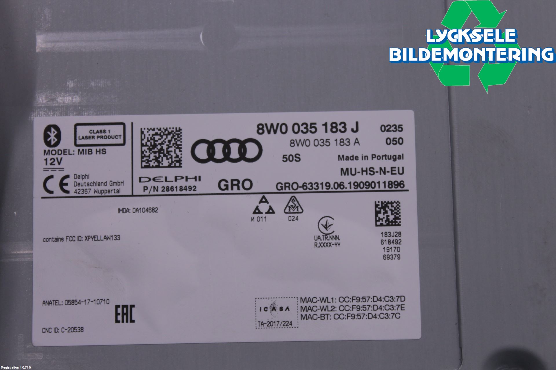 Audi A4/S4 B9 20- Cd Radio - Multimediapanel