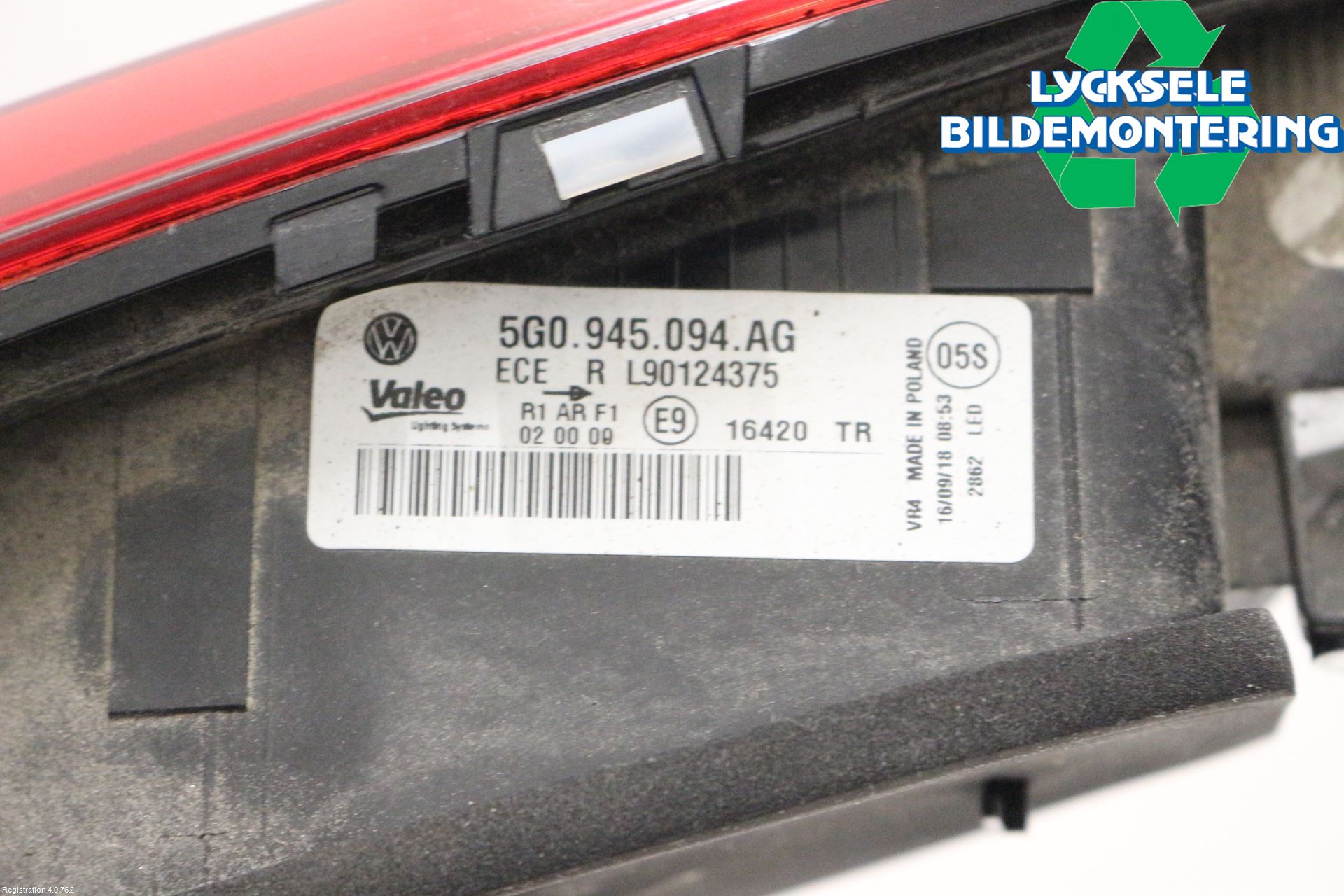 Volkswagen VW GOLF / E-GOLF VII 13-20 Bakljus Lucka Hö
