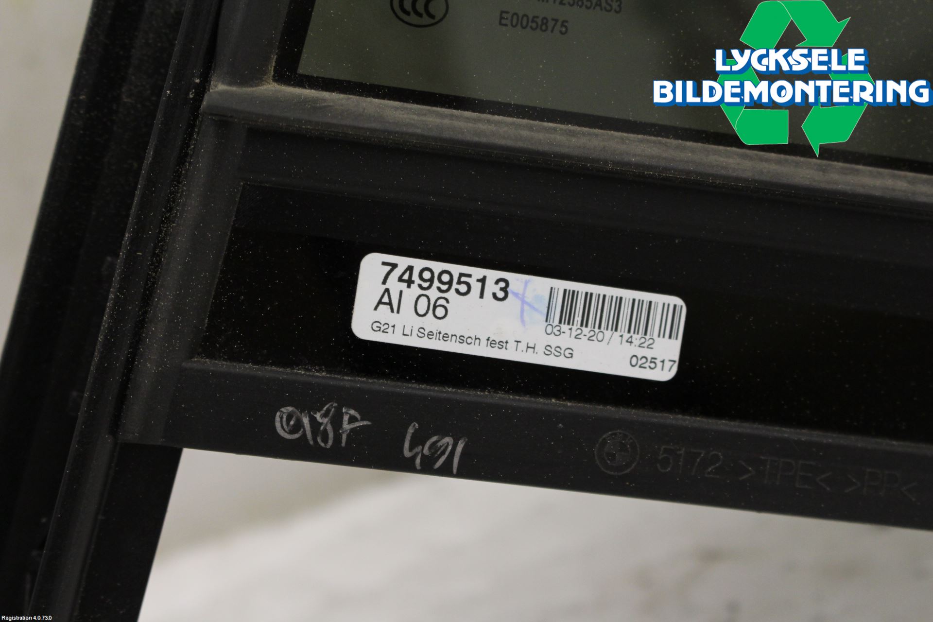 BMW 3 G20/G21/G80/G81 19- Dörruta Bak Lilla Vä